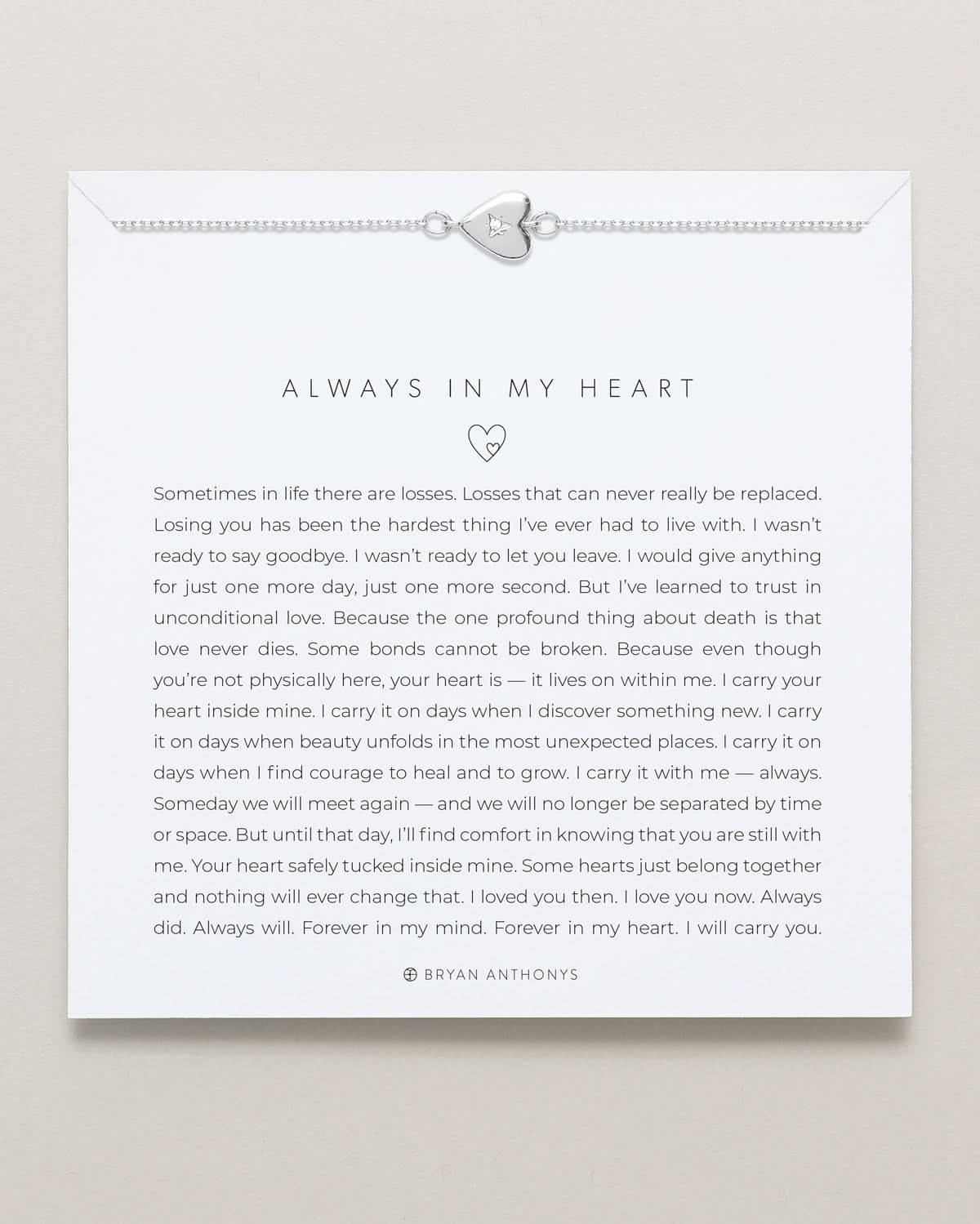 Bryan Anthonys Always In My Heart Silver Bracelet On Card