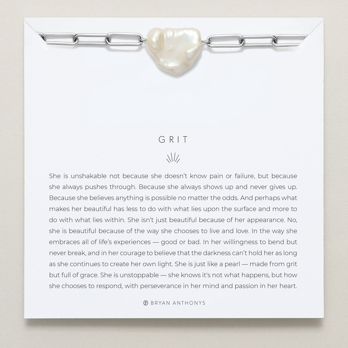Grit Bracelet on card in silver finish