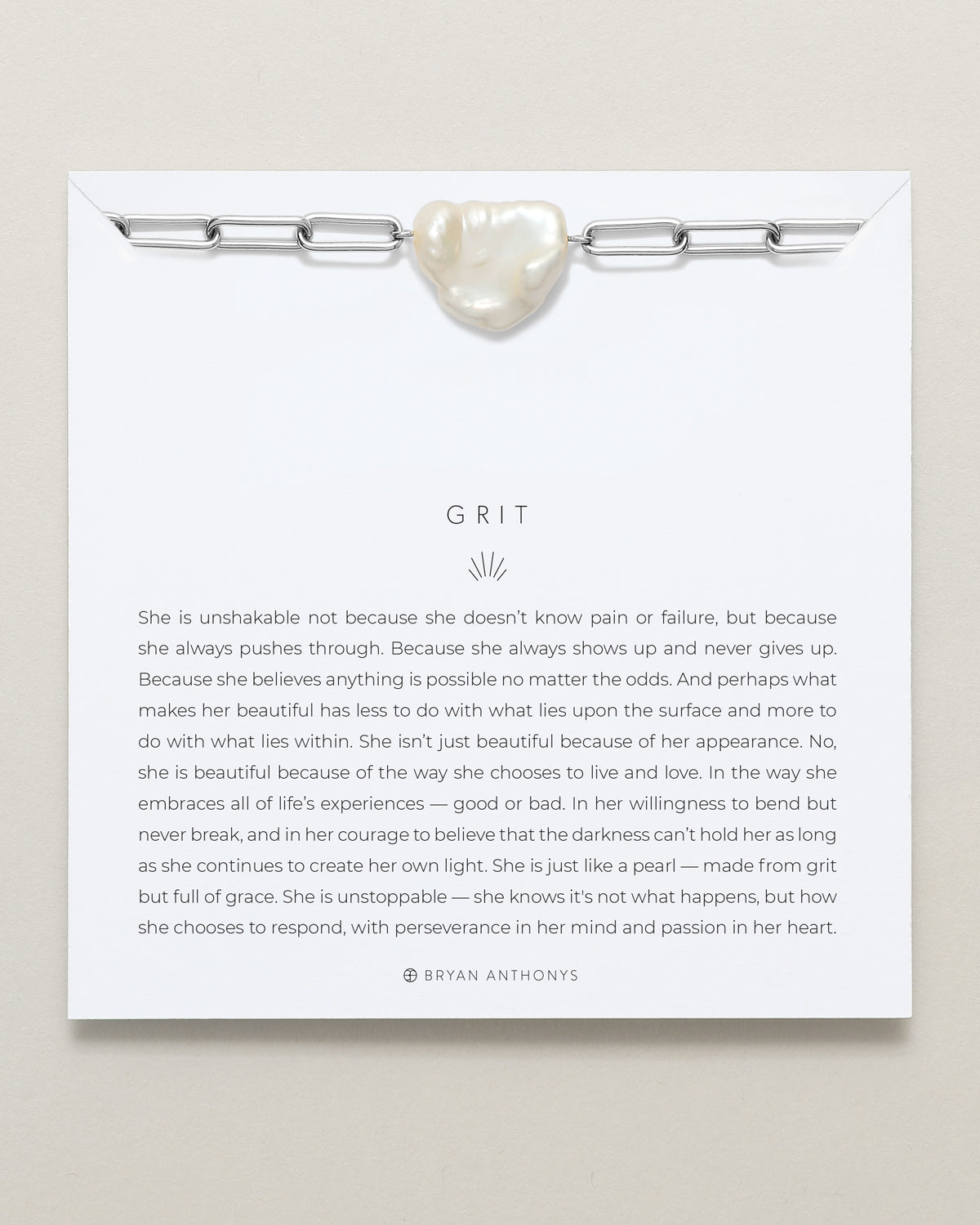 Grit Bracelet on card in silver finish