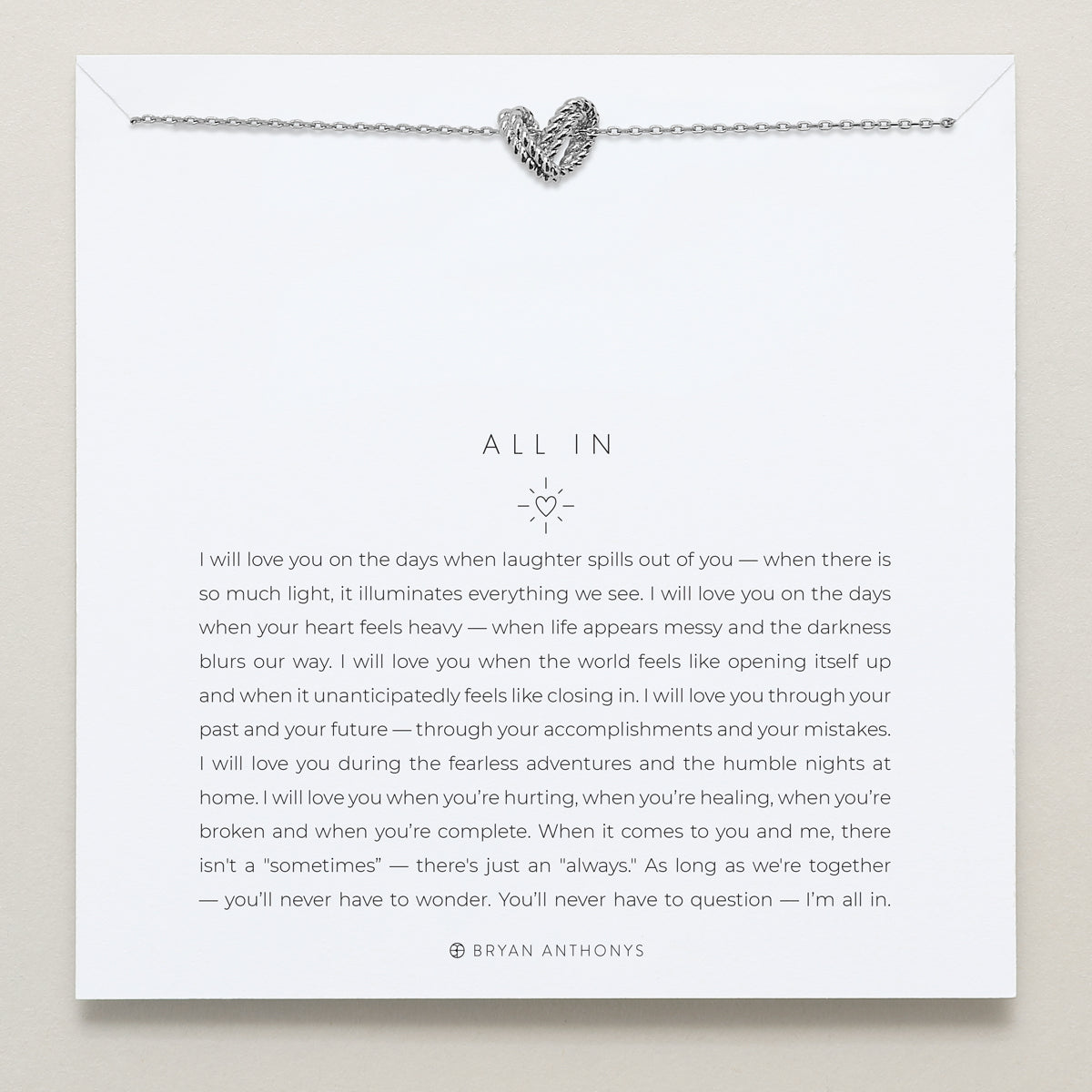 Bryan Anthonys All In Silver Bracelet On Card