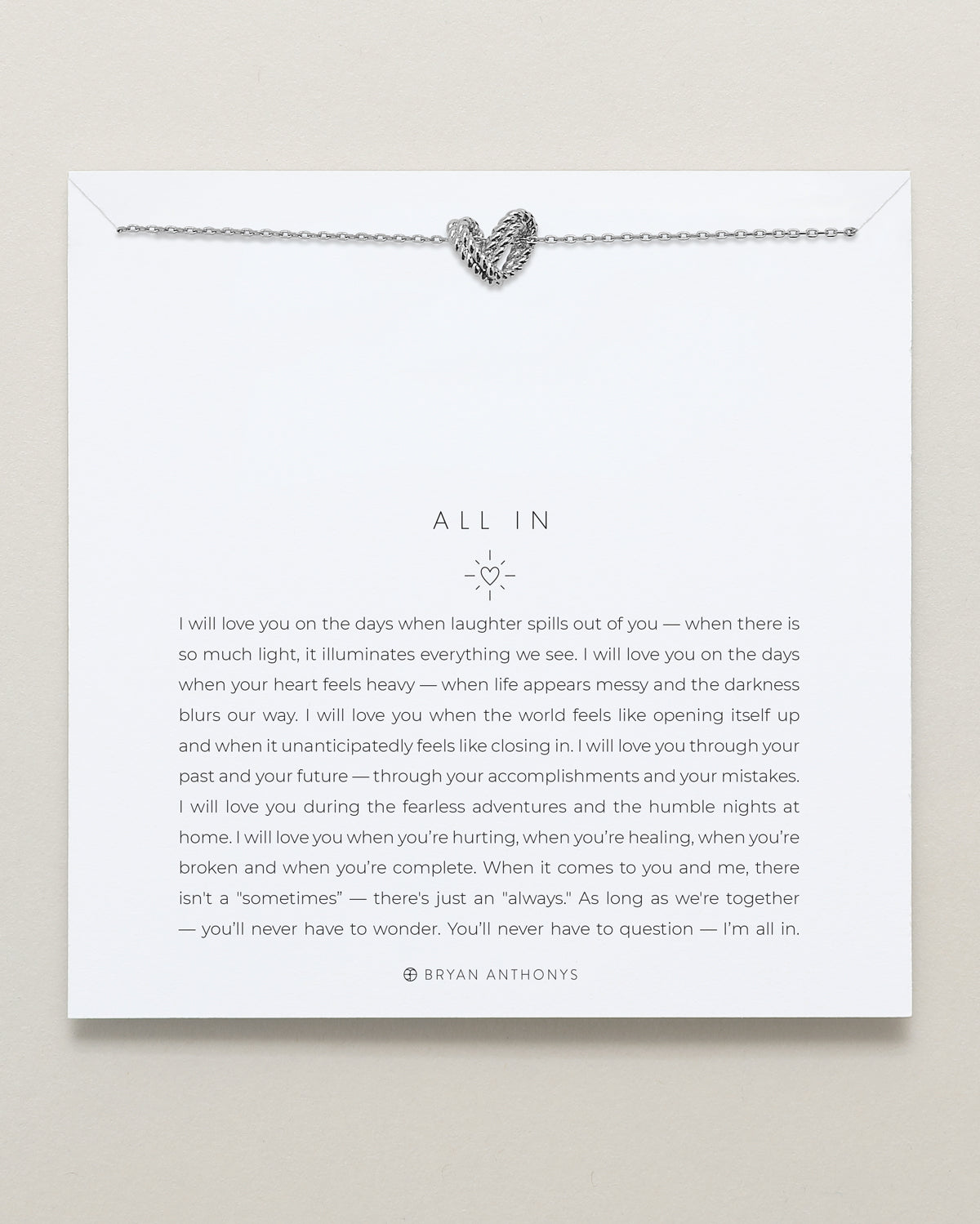 Bryan Anthonys All In Silver Bracelet On Card