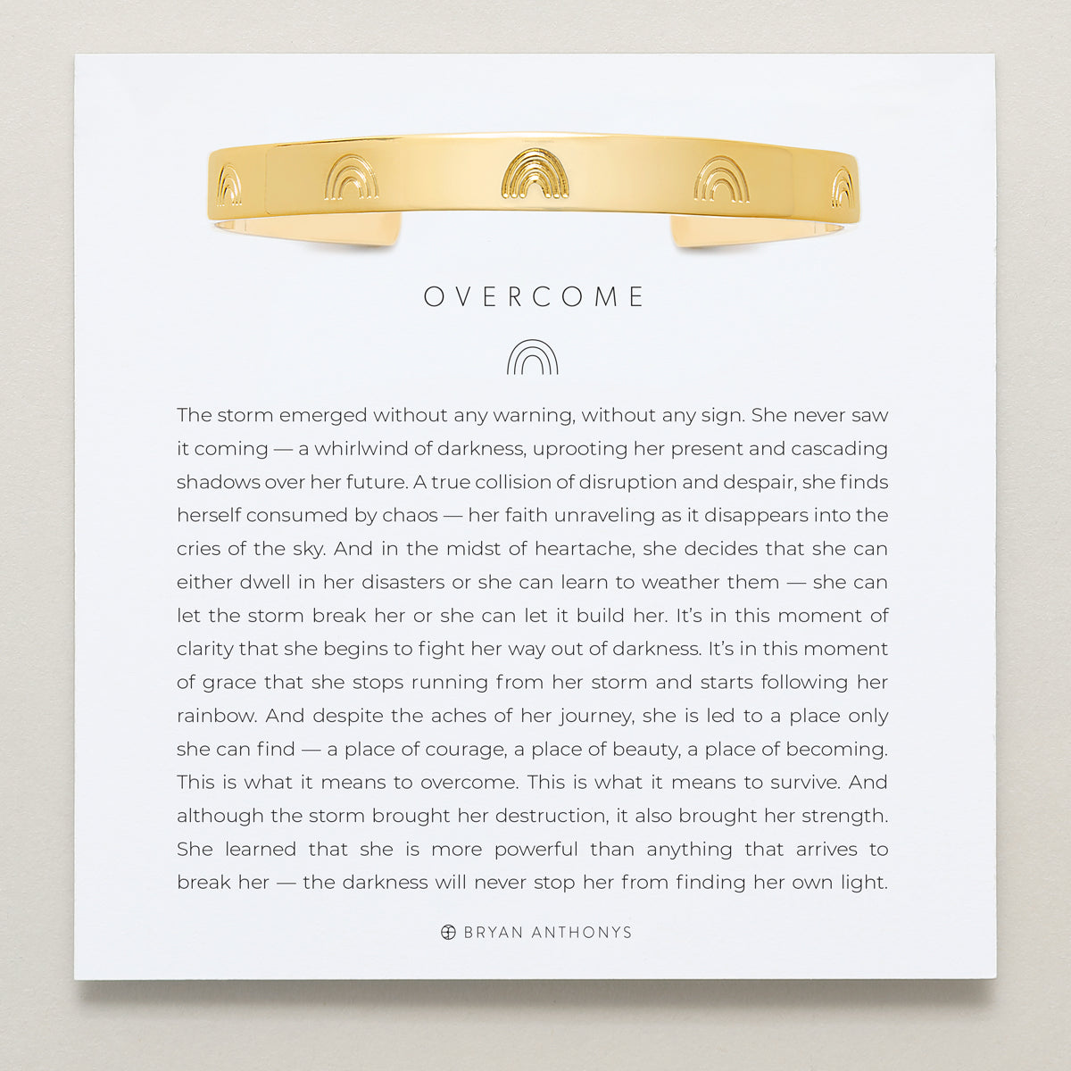 Bryan Anthonys Overcome Gold Engraved Cuff On Card