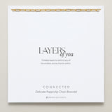 Bryan Anthonys Layers of You Connected Gold Delicate Gold Paperclip Chain Bracelet On Card