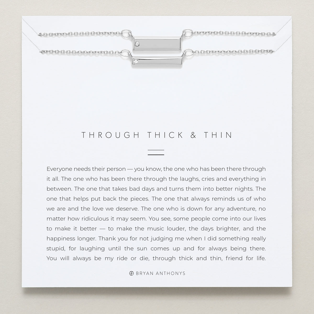 Bryan Anthonys Through Thick And Thin Silver Bracelet On Card