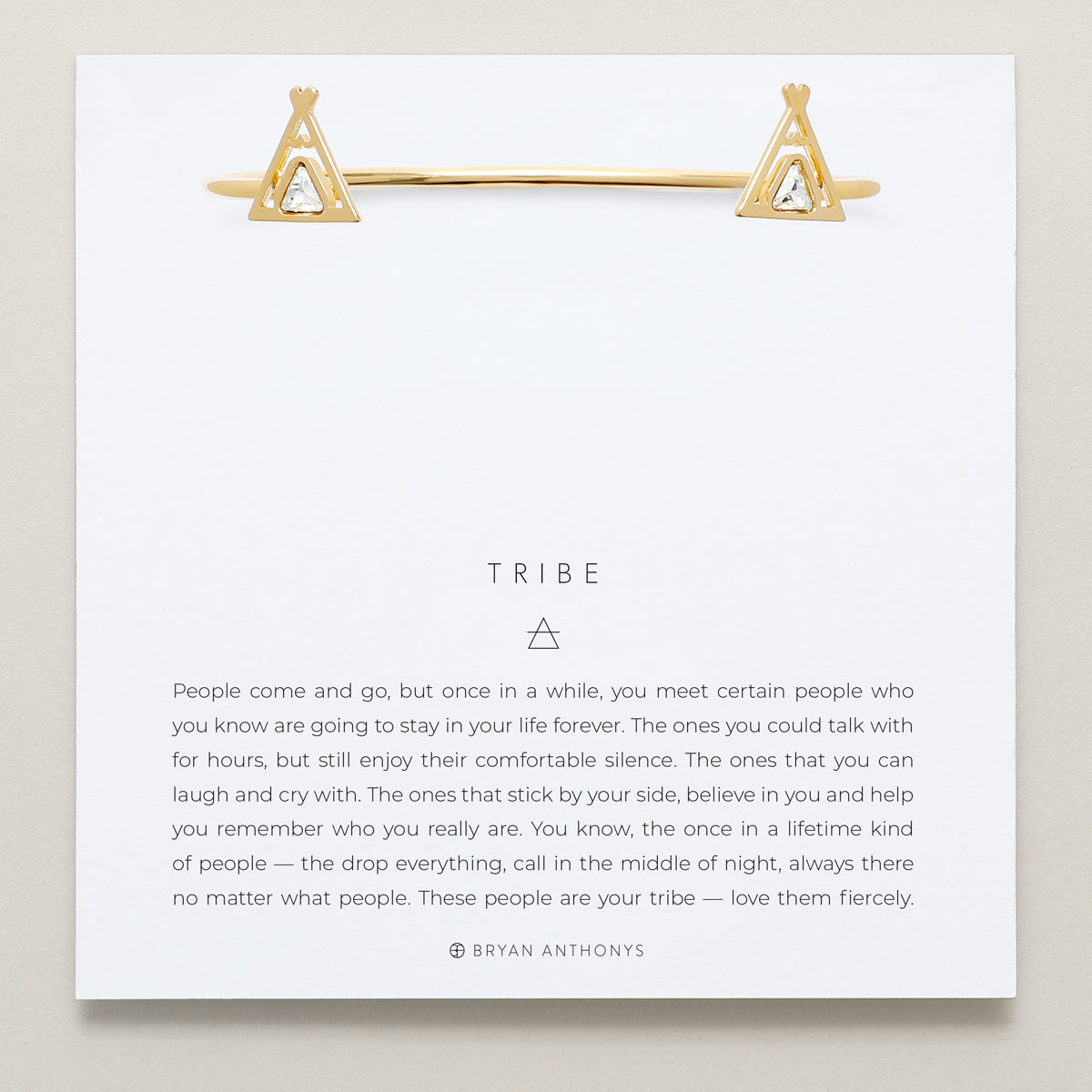 Bryan Anthonys Tribe Gold Friendship Cuff with crystals on card
