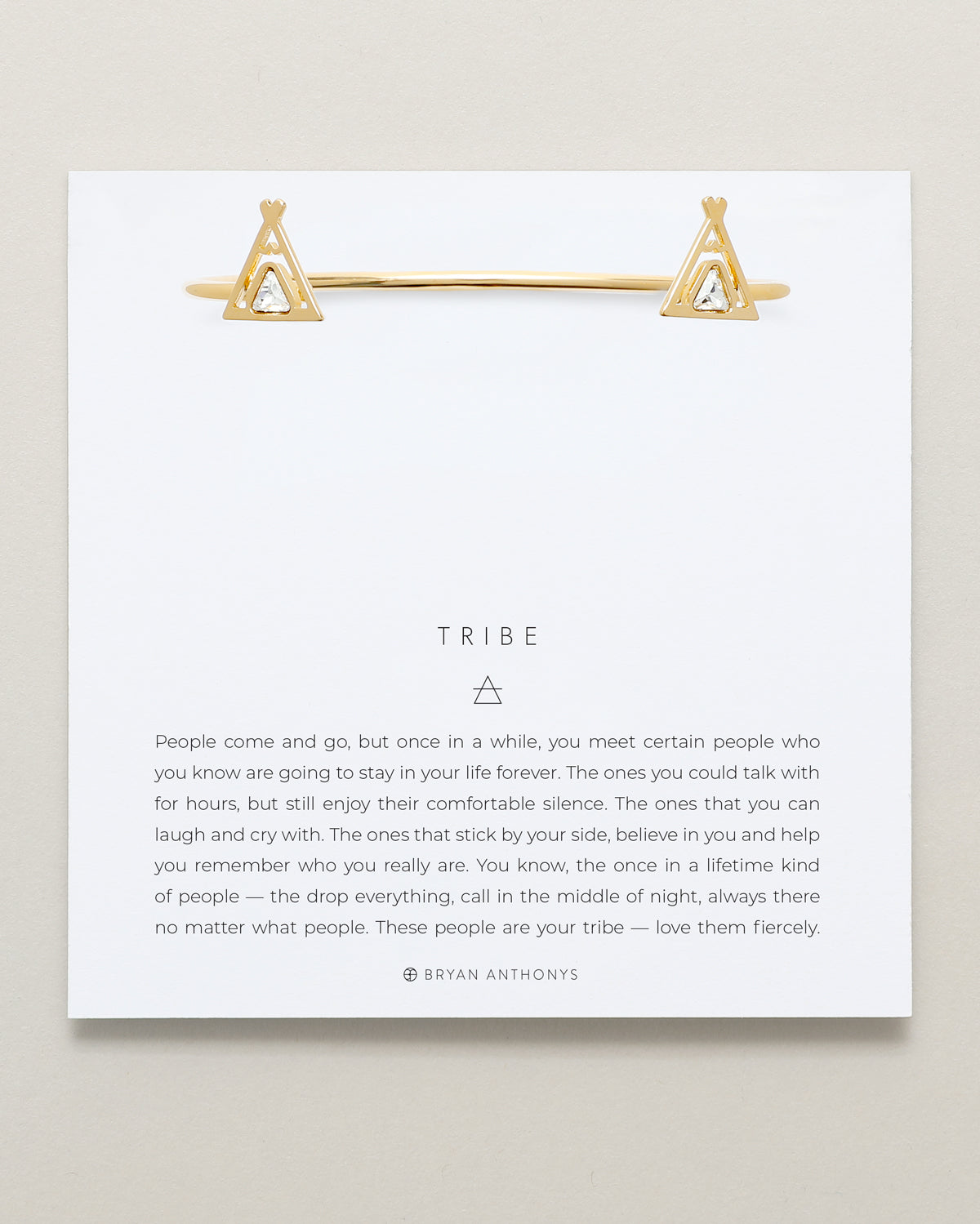 Bryan Anthonys Tribe Gold Friendship Cuff with crystals on card