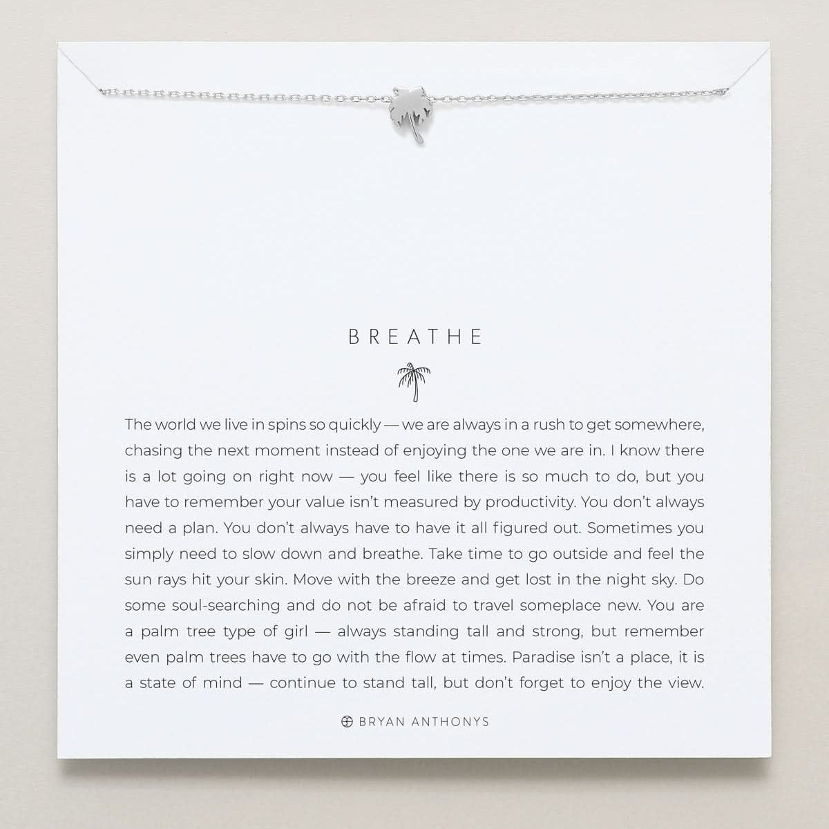 Bryan Anthonys Breathe Silver Necklace On Card
