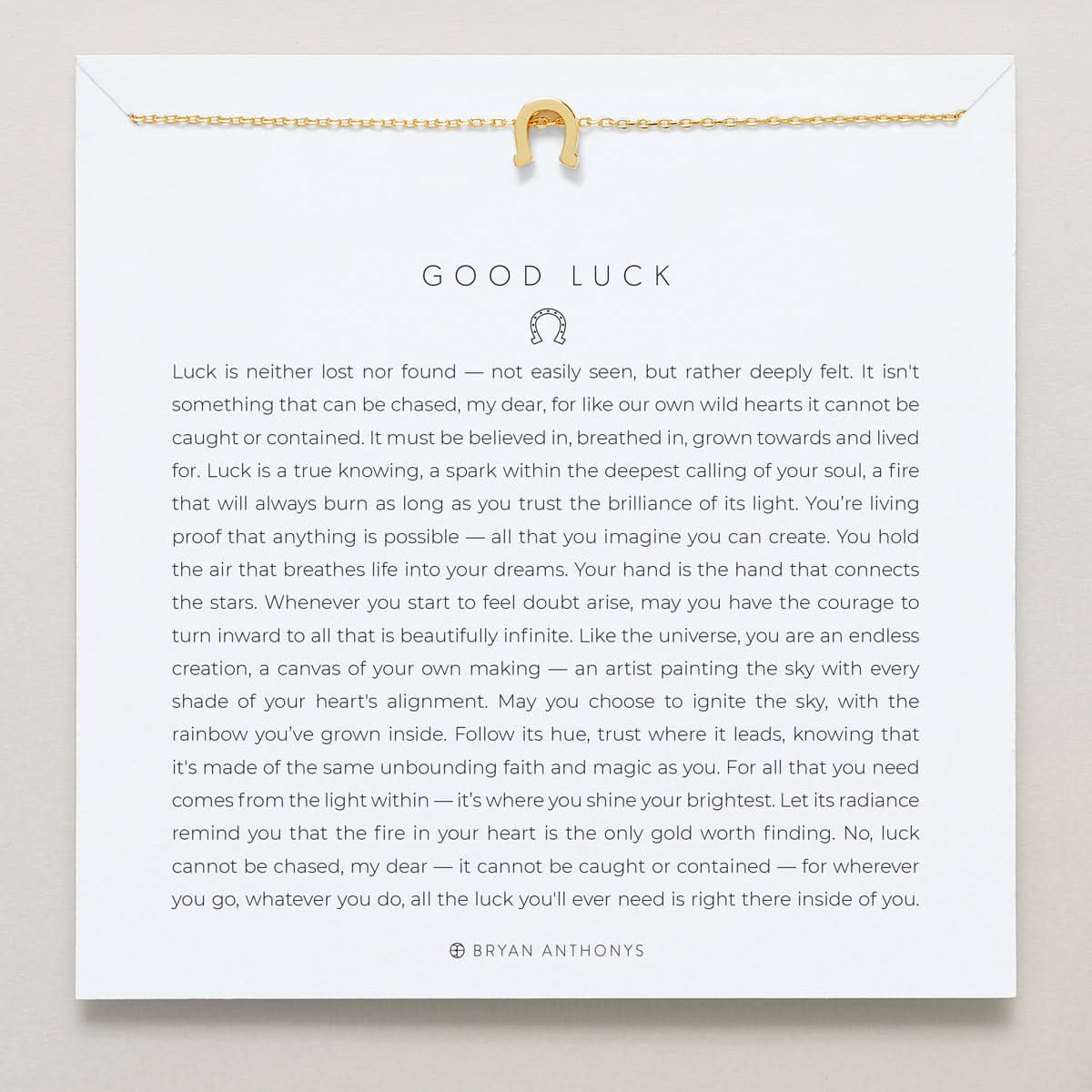 Bryan Anthonys Good Luck Gold Icon Necklace On Card