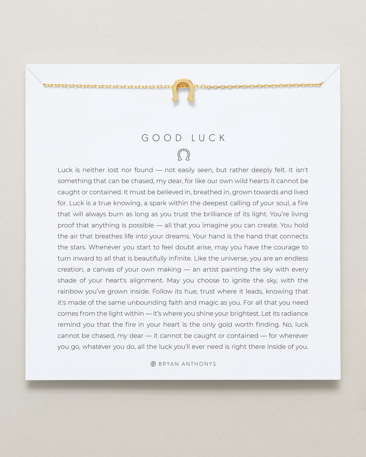 Bryan Anthonys Good Luck Gold Icon Necklace On Card