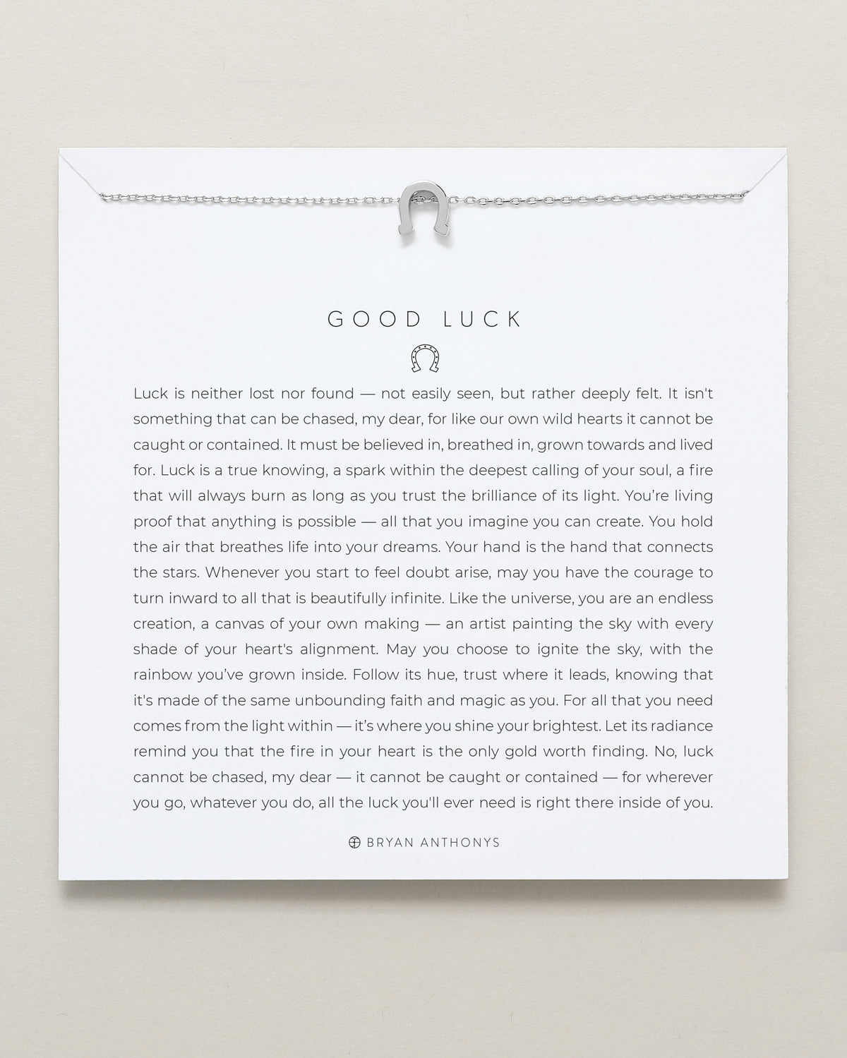 Bryan Anthonys Good Luck Silver Icon Necklace On Card