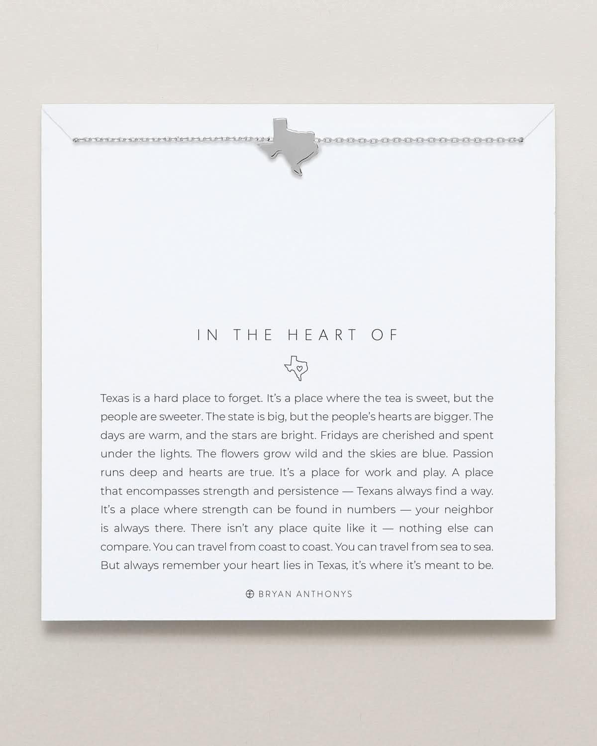 Bryan Anthonys In The Heart Of Silver Necklace On Card