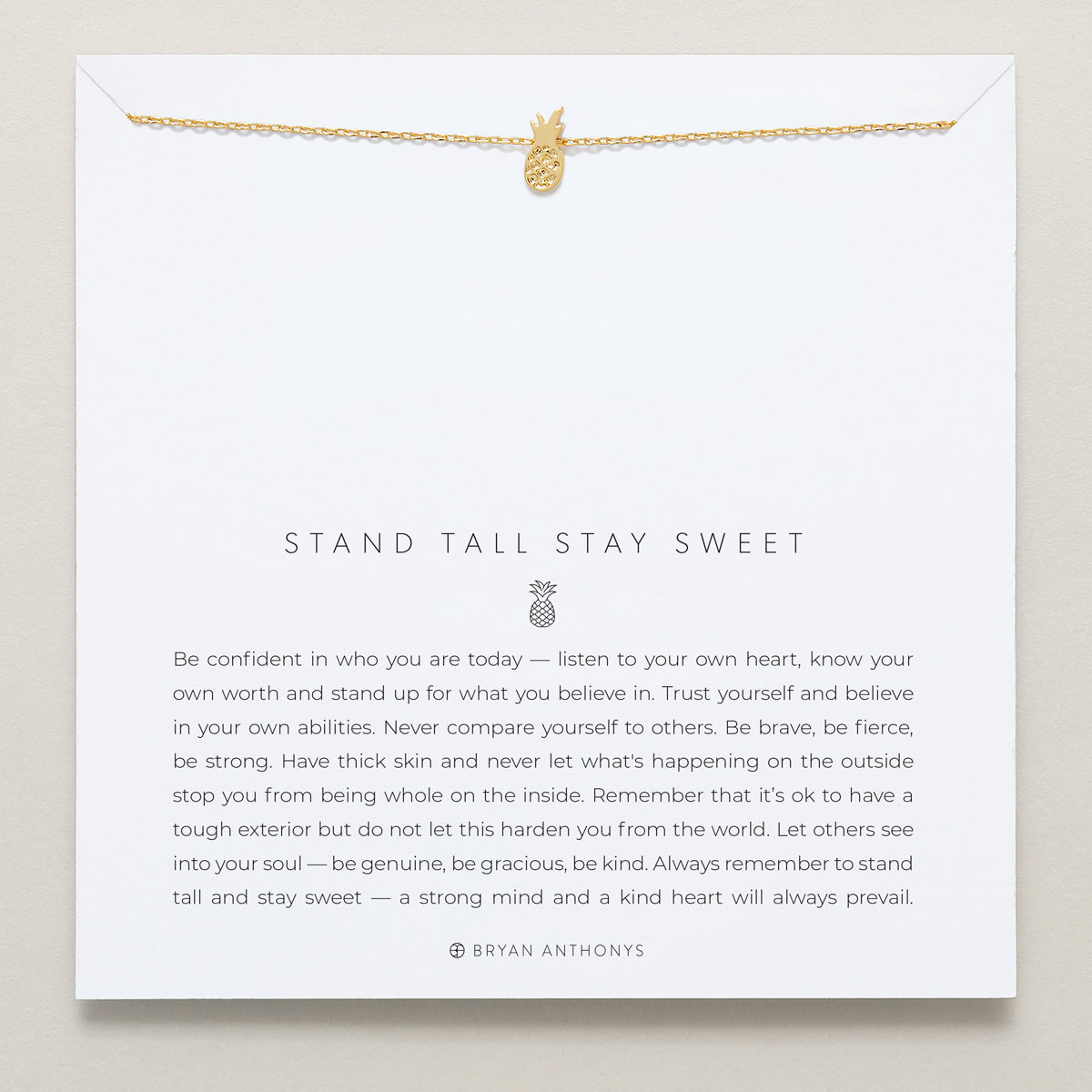 Bryan Anthonys Stand Tall Stay Sweet Gold Charm Necklace On Card