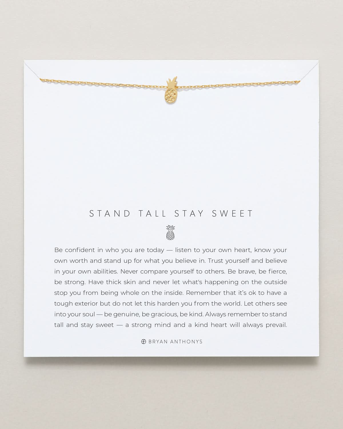 Bryan Anthonys Stand Tall Stay Sweet Gold Charm Necklace On Card