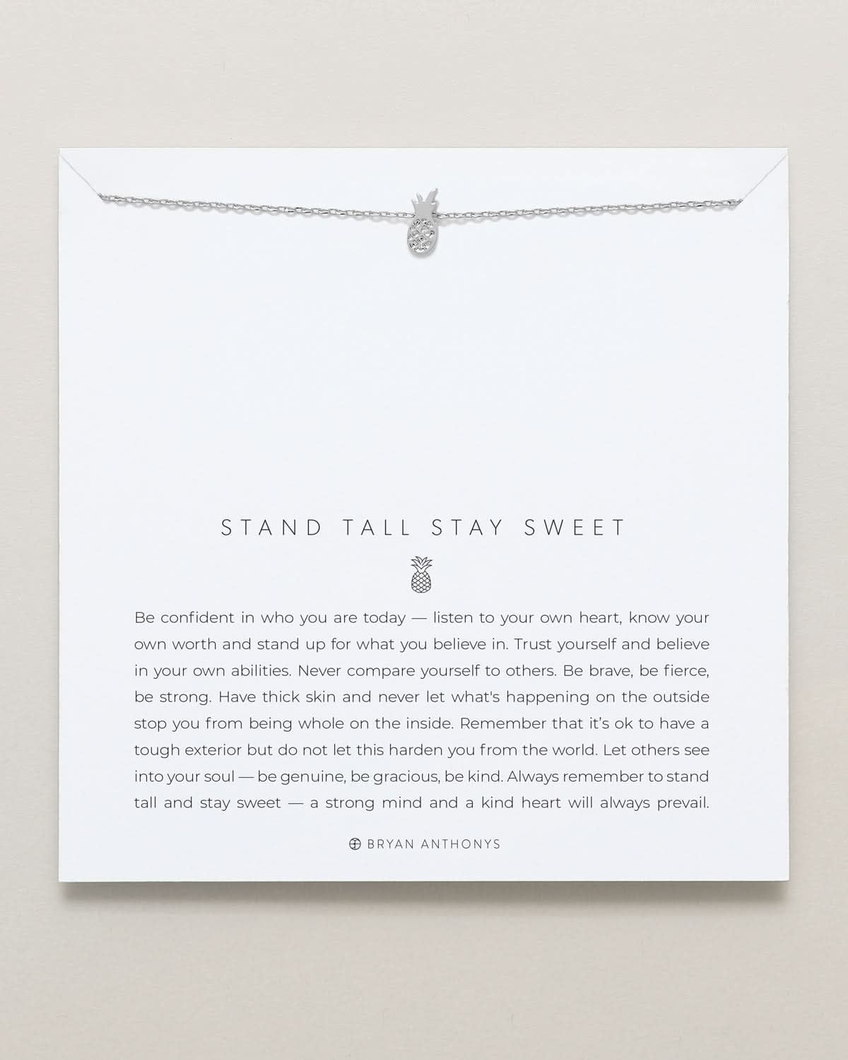 Bryan Anthonys Stand Tall Stay Sweet Silver Charm Necklace On Card