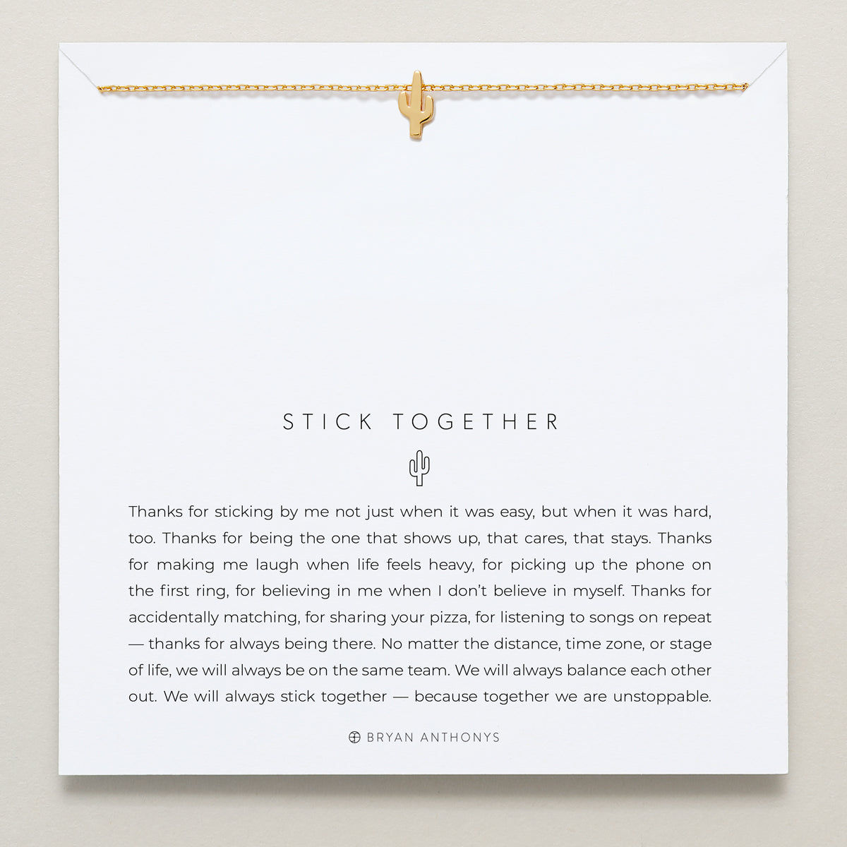 Bryan Anthonys Stick Together Gold Necklace On Card