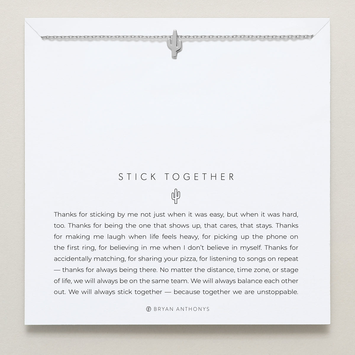 Bryan Anthonys Stick Together Silver Necklace On Card