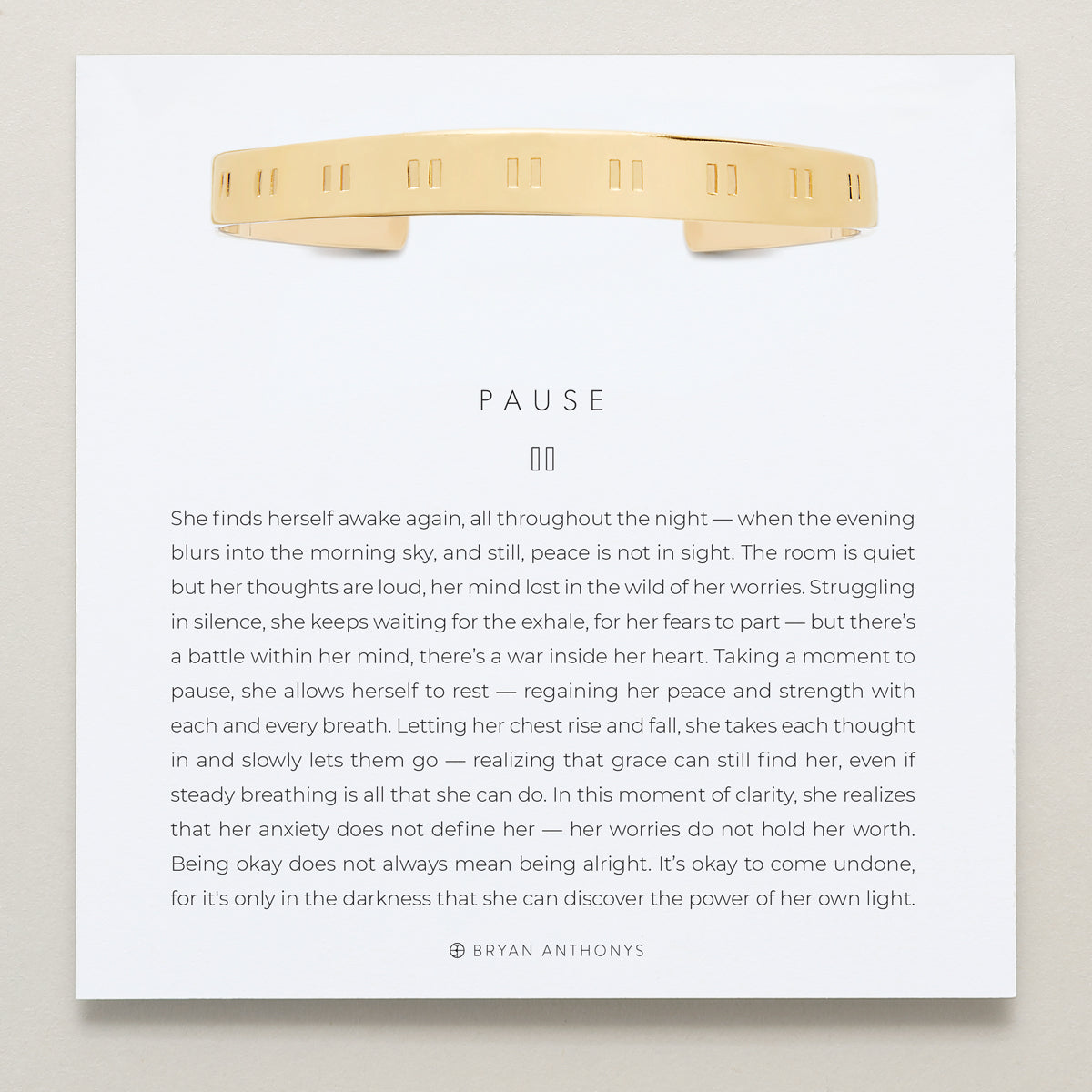 Bryan Anthonys Pause Gold Engraved Cuff On Card