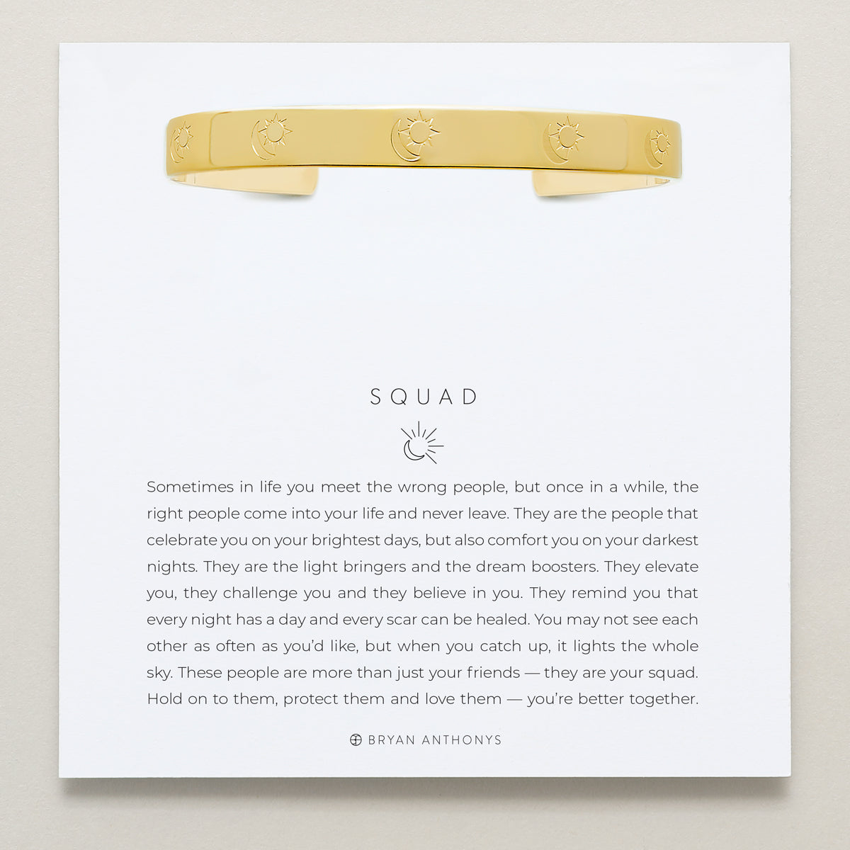 Bryan Anthonys Squad Gold Engraved Cuff On Card
