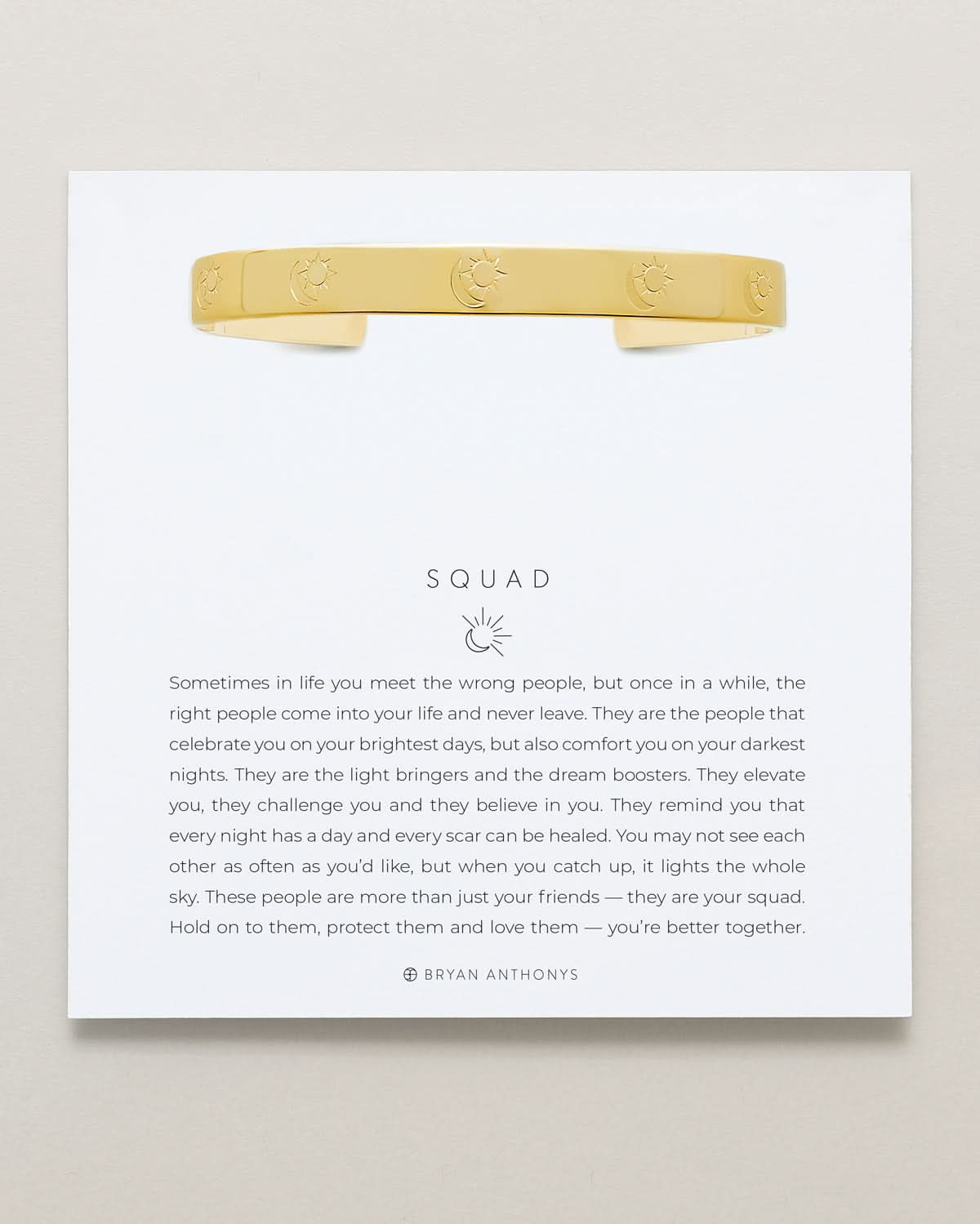 Bryan Anthonys Squad Gold Engraved Cuff On Card
