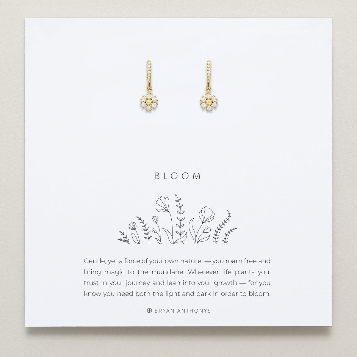 Bryan Anthonys Bloom Gold Huggie Earrings On Card