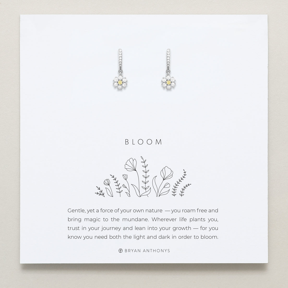 Bryan Anthonys Bloom Silver Huggie Earrings On Card