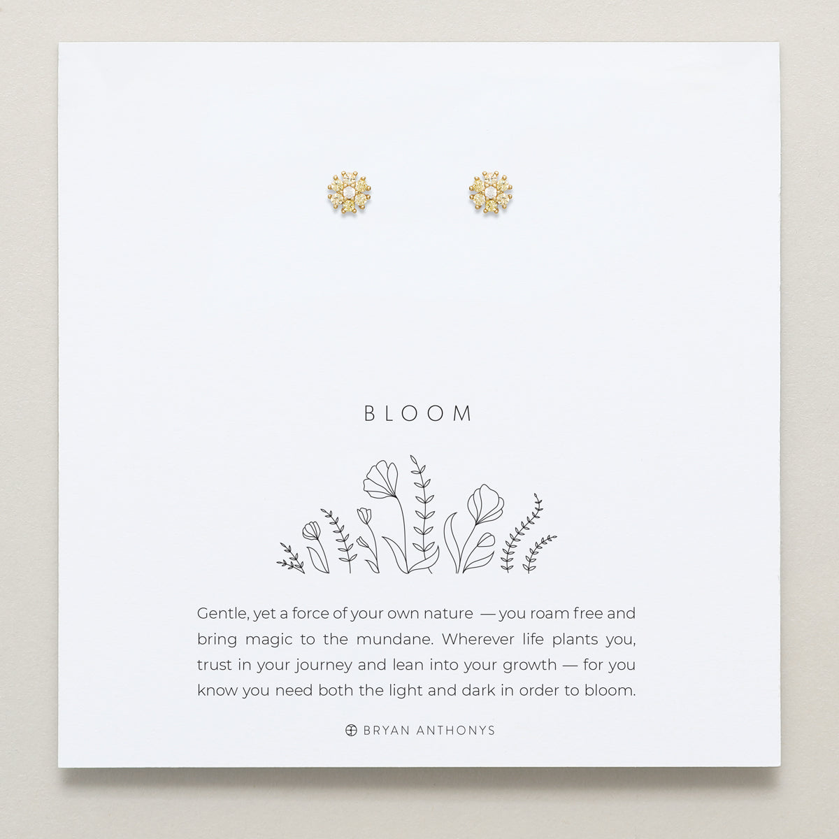 Bryan Anthonys Bloom Yellow Gold Stud Earrings On Card