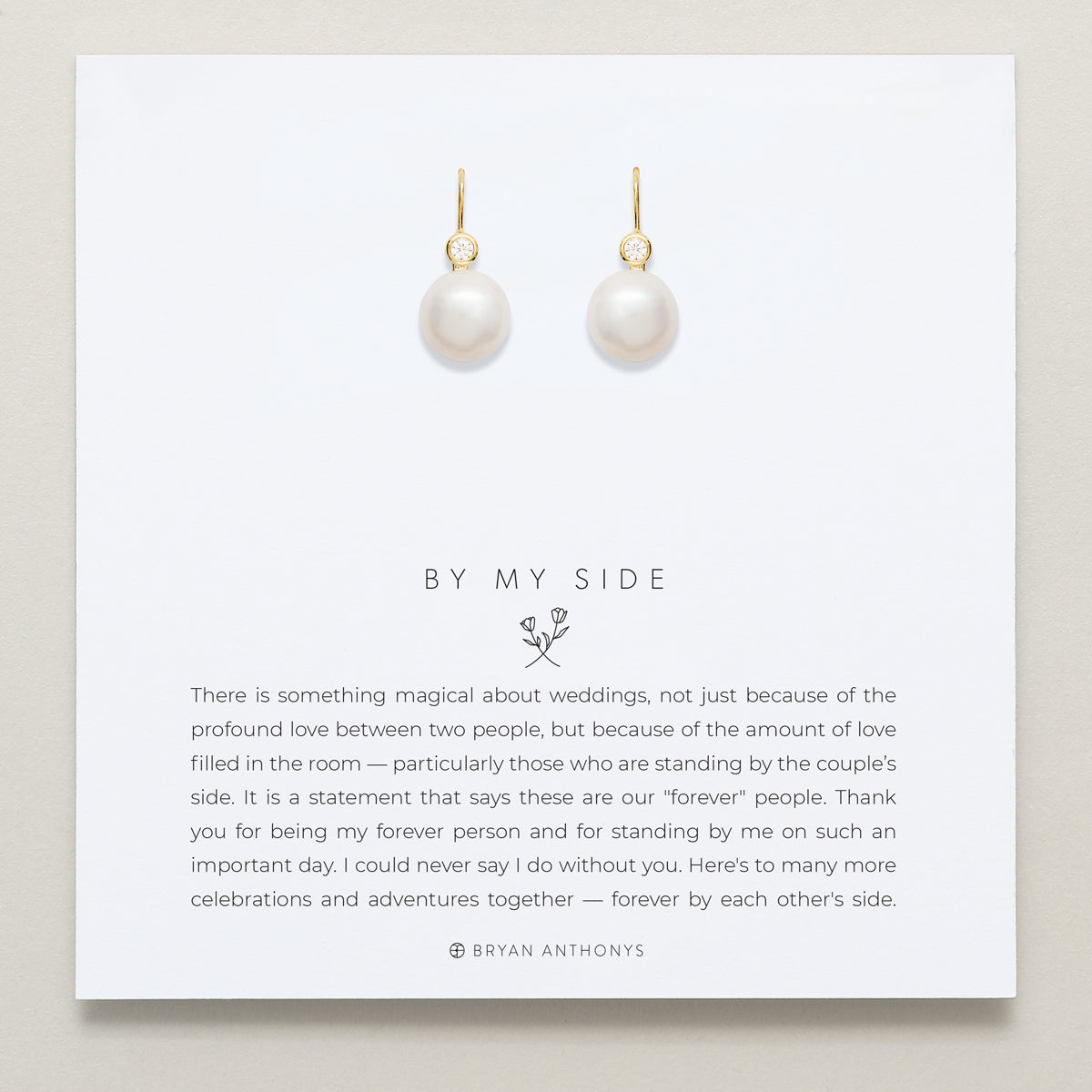 Bryan Anthonys By My Side Pearl Gold Drop Earrings On Card