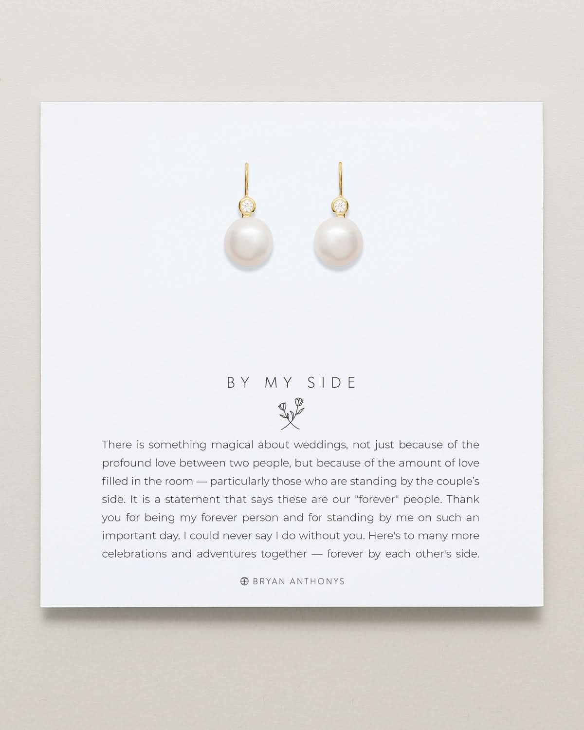 Bryan Anthonys By My Side Pearl Gold Drop Earrings On Card