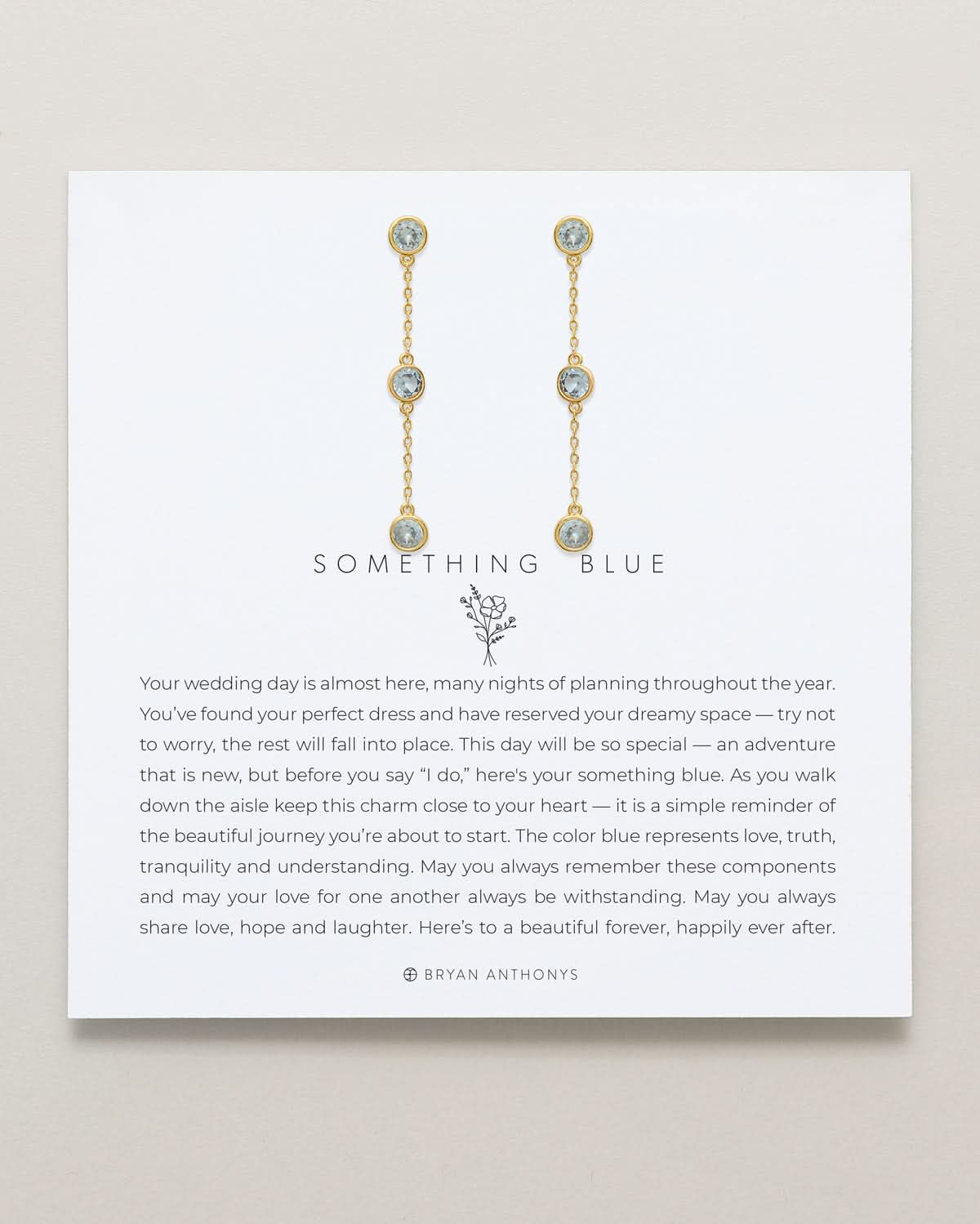 Bryan Anthonys Something Blue Linear Gold Earrings On Card