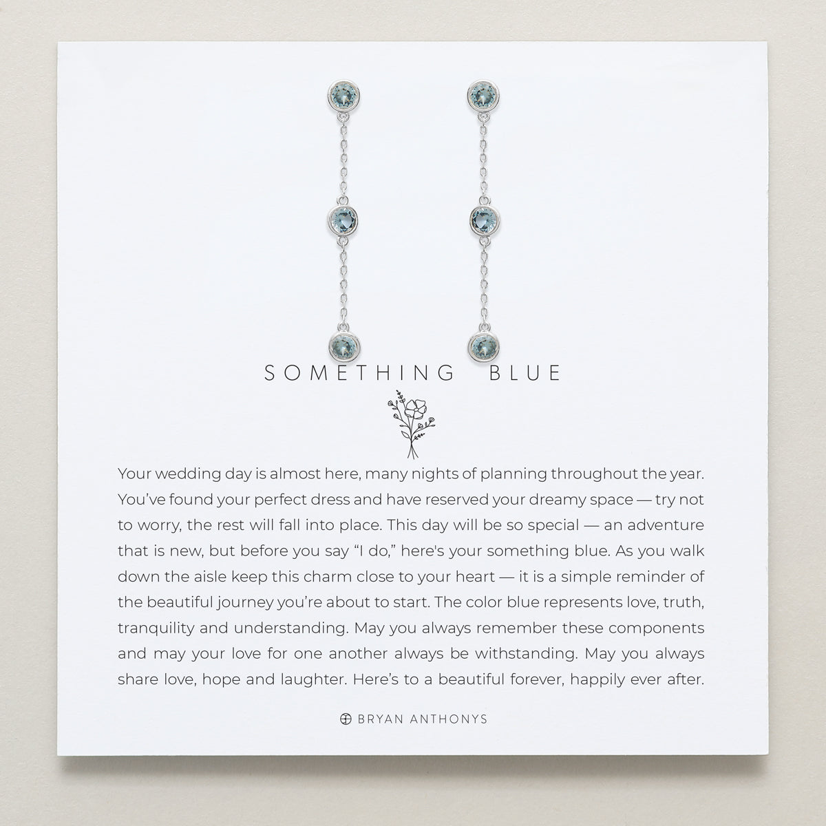 Bryan Anthonys Something Blue Linear Silver Earrings On Card
