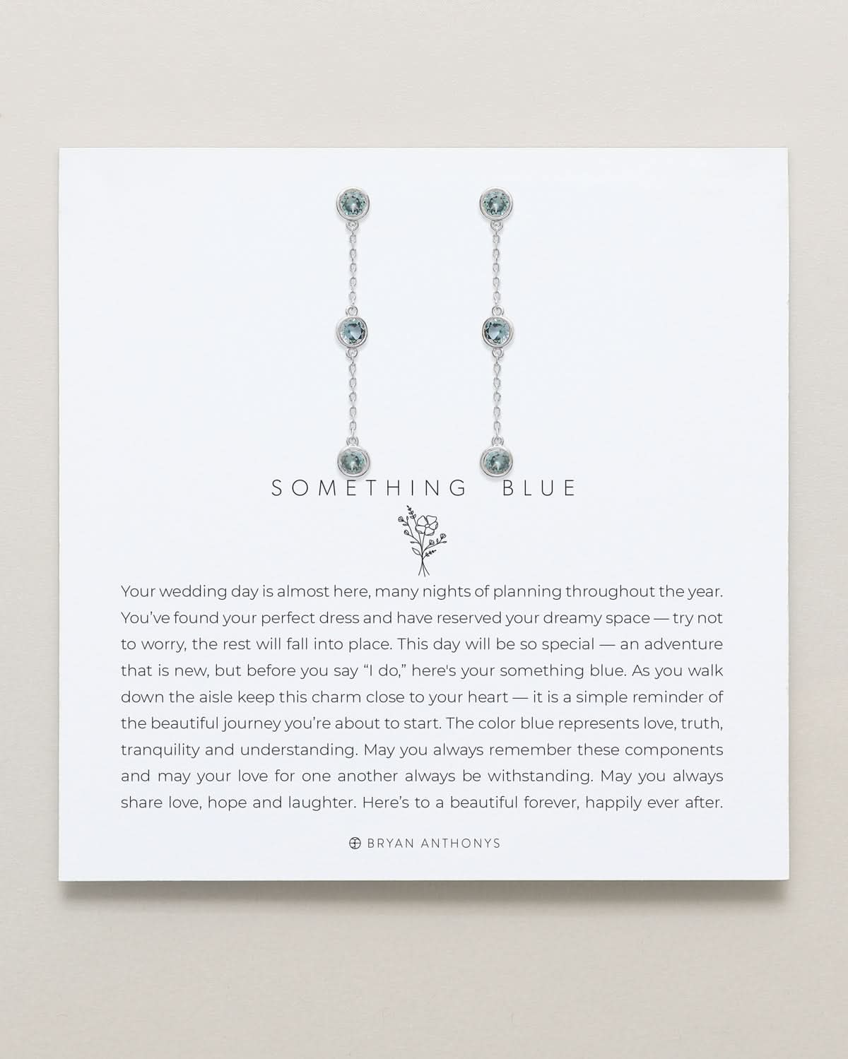 Bryan Anthonys Something Blue Linear Silver Earrings On Card