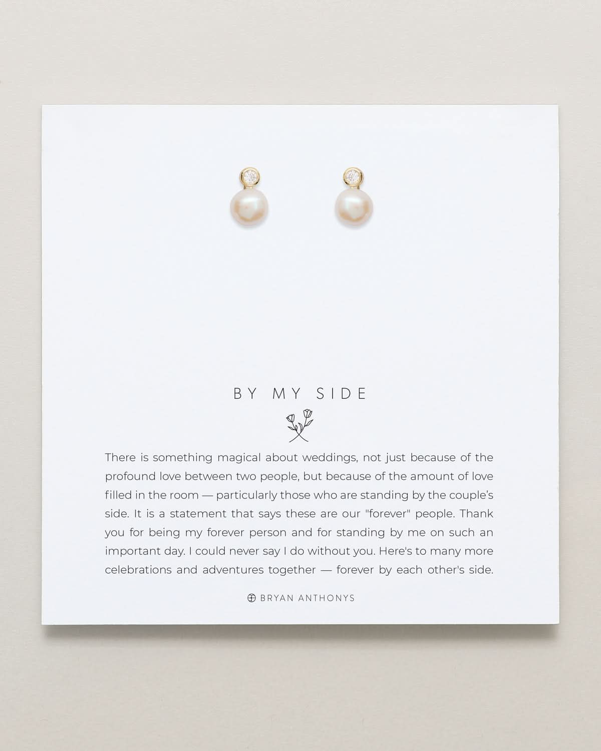 Bryan Anthonys By My Side Pearl Gold Studs On Card
