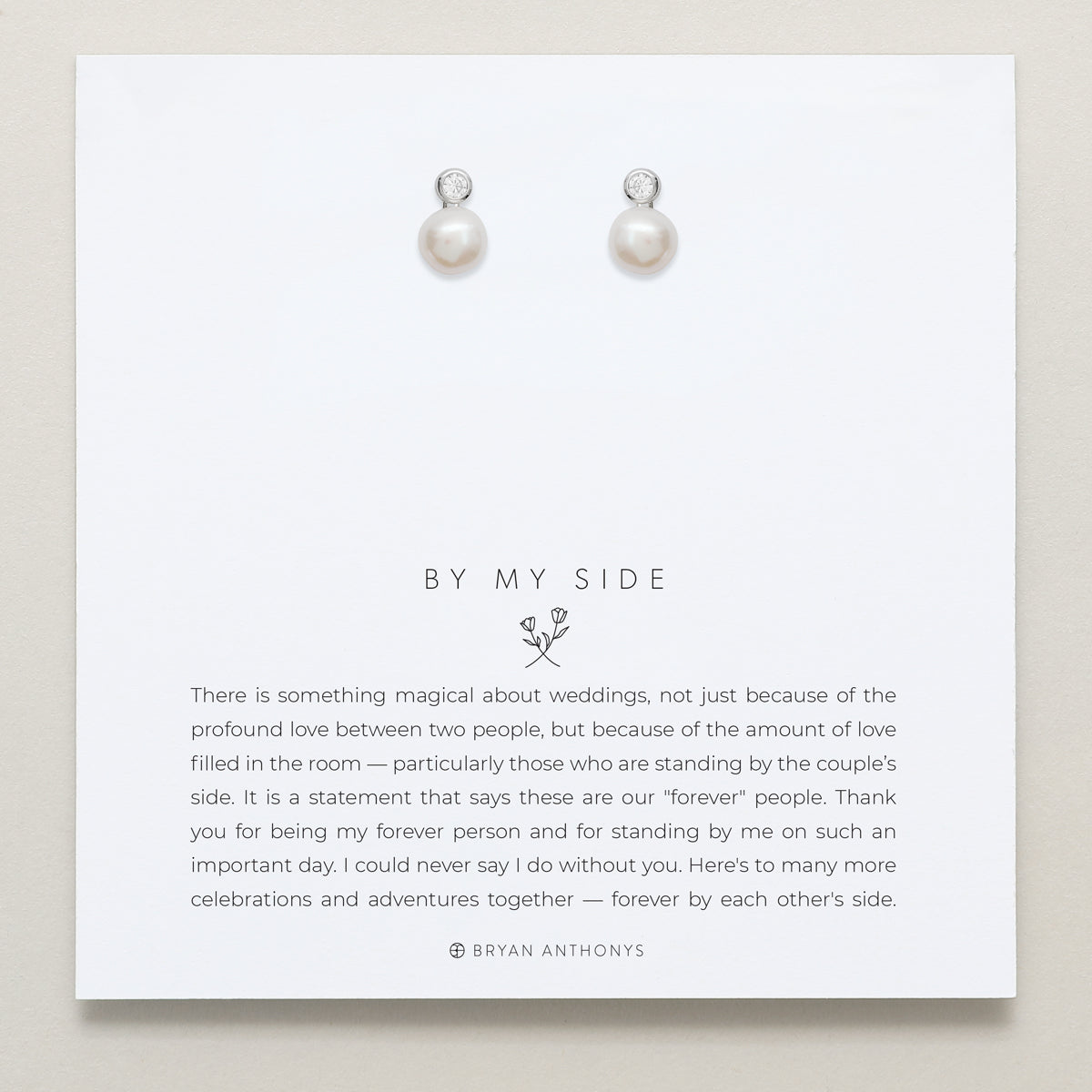 Bryan Anthonys By My Side Pearl Silver Studs On Card