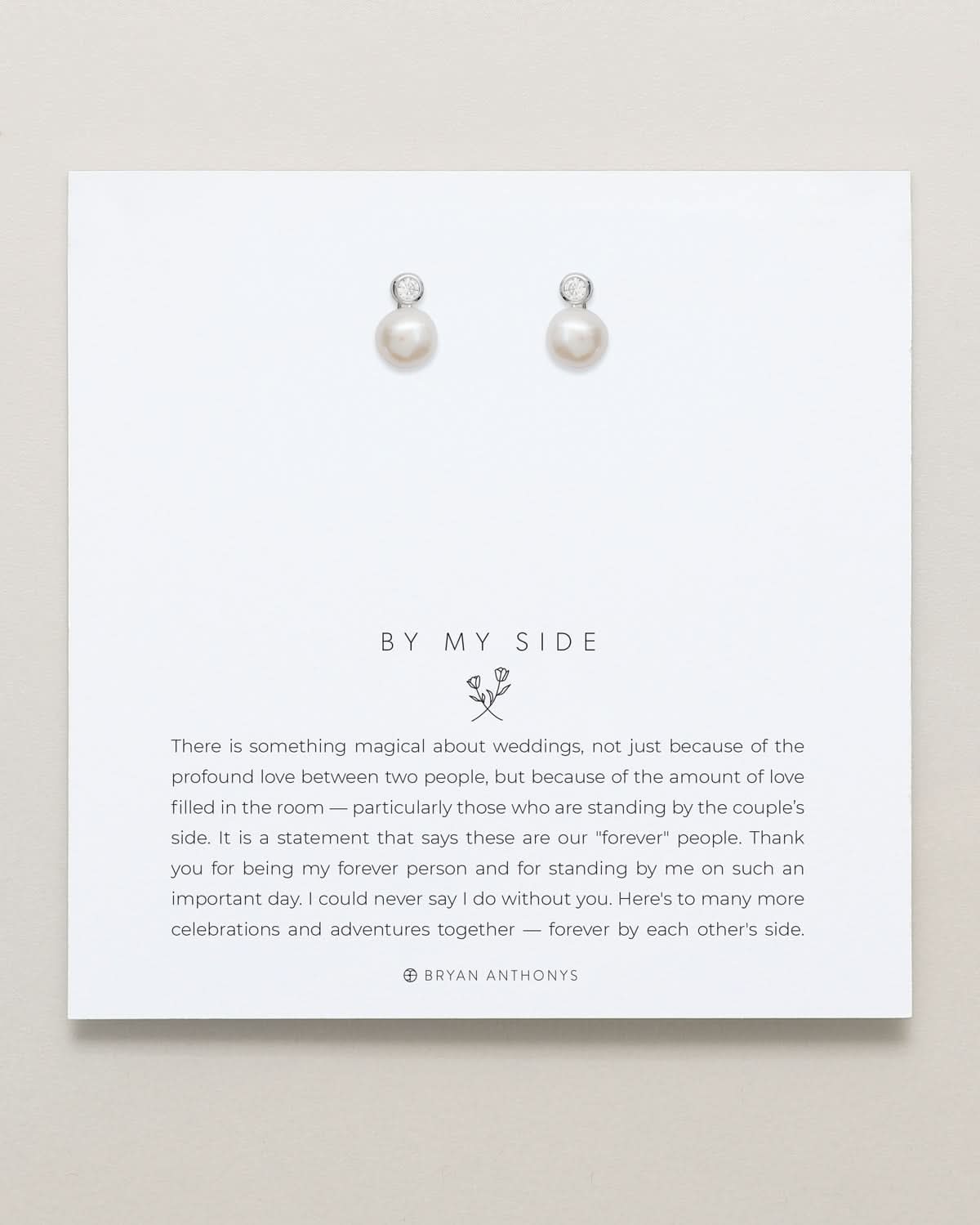 Bryan Anthonys By My Side Pearl Silver Studs On Card