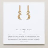 Close-up of Keep Dreaming Huggies in 14k gold finish