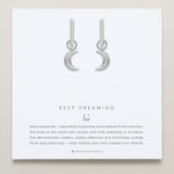 Close-up of Keep Dreaming Huggies in silver finish
