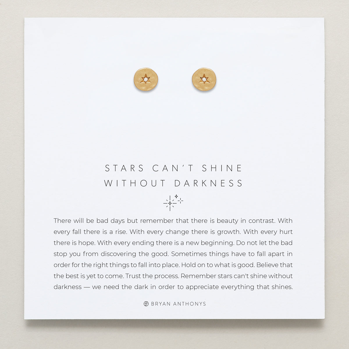 Stars Can't Shine Without Darkness Earrings on card