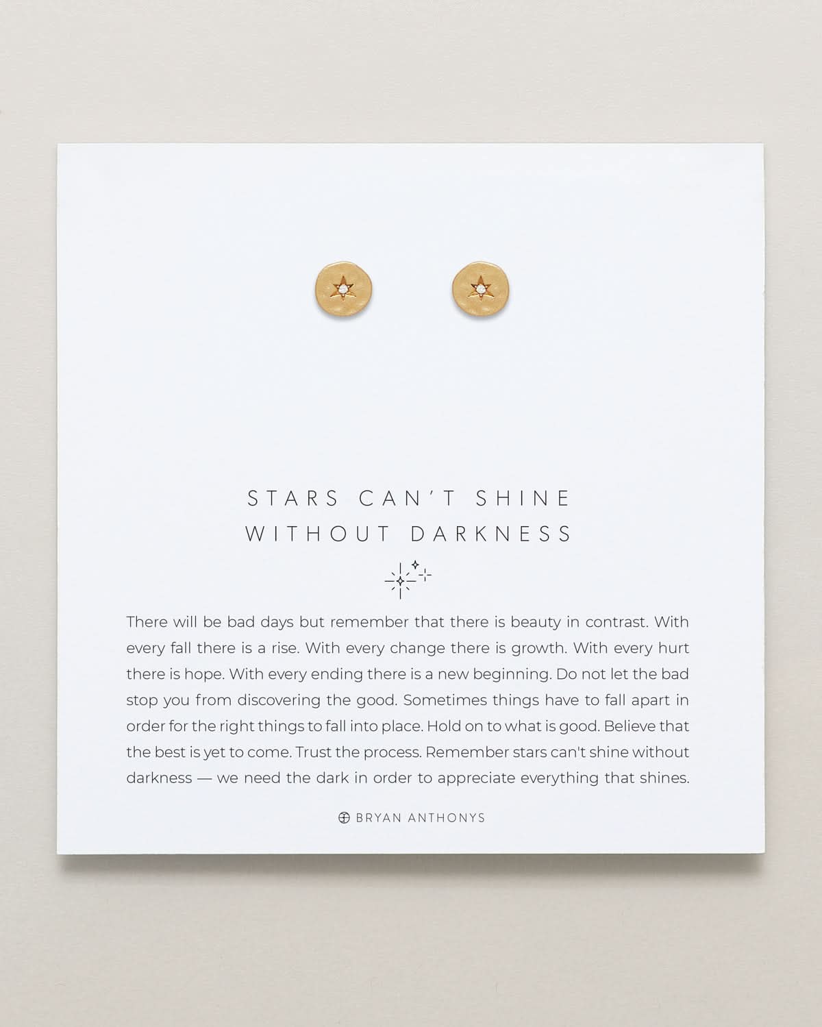 Stars Can't Shine Without Darkness Earrings on card