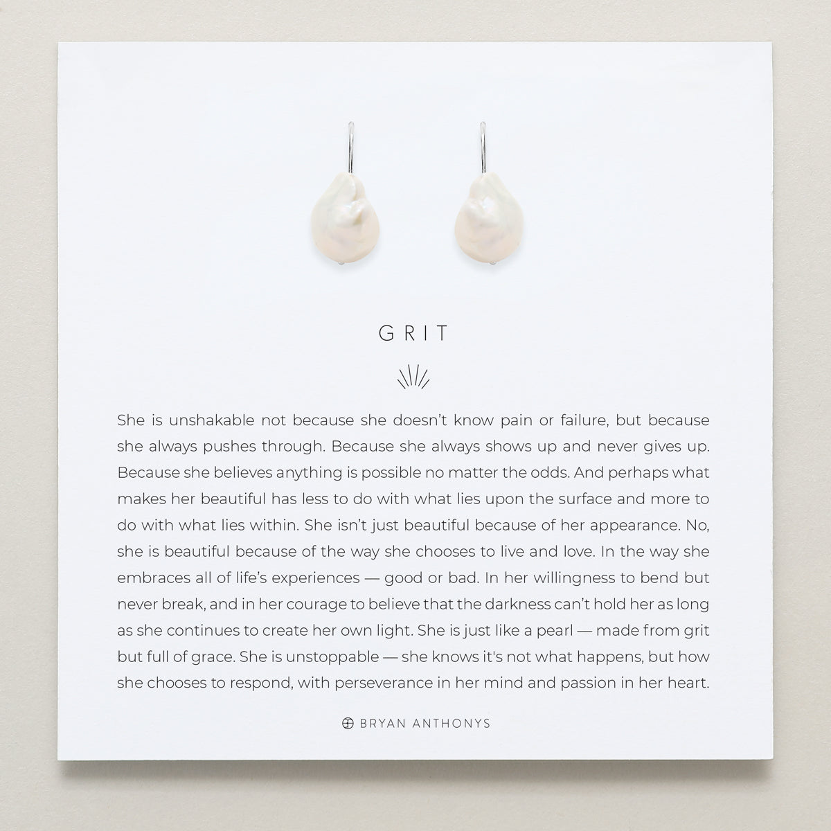 Bryan Anthonys Grit Silver Drop Earrings On Card