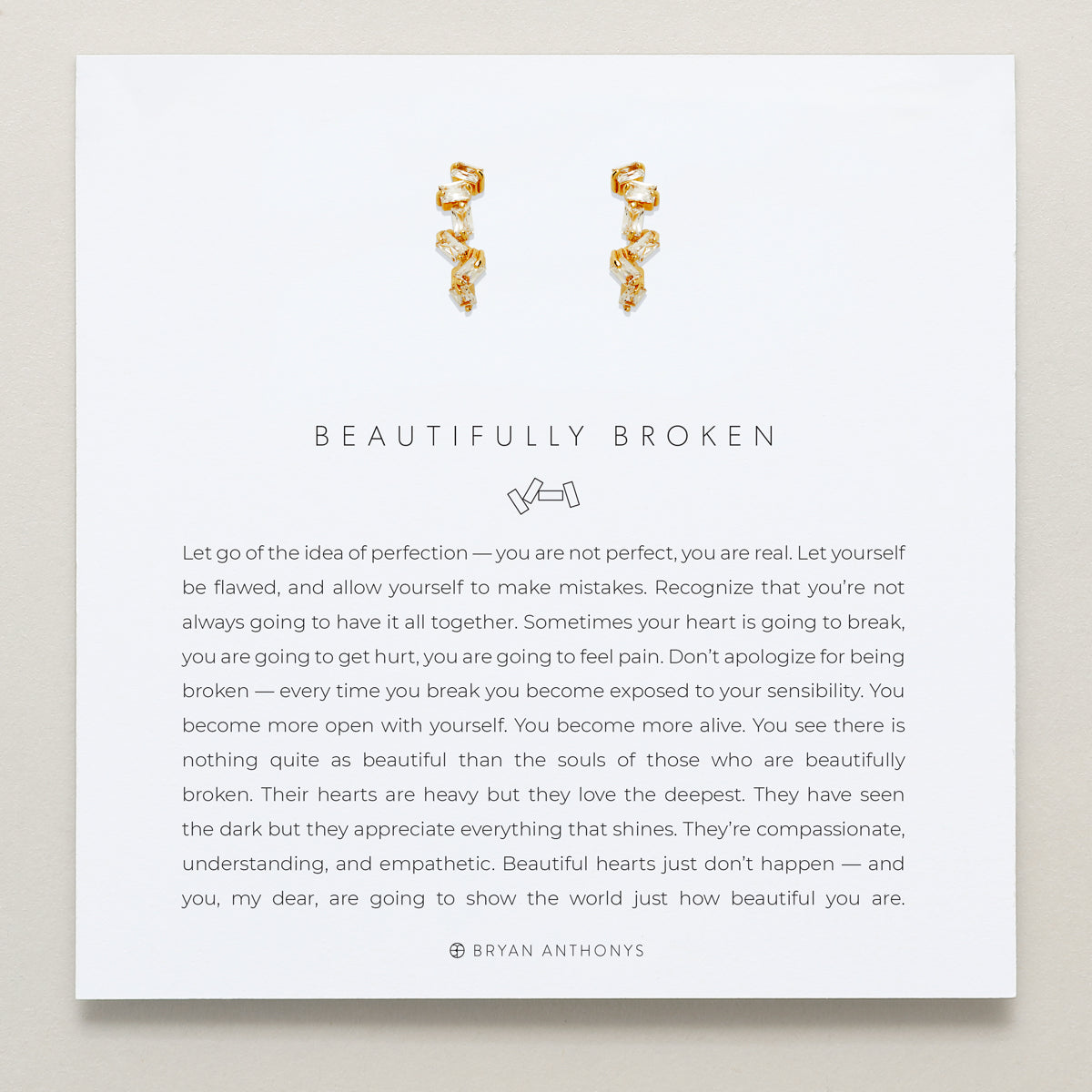 Bryan Anthonys Beautifully Broken Gold Hoop Earrings On Card