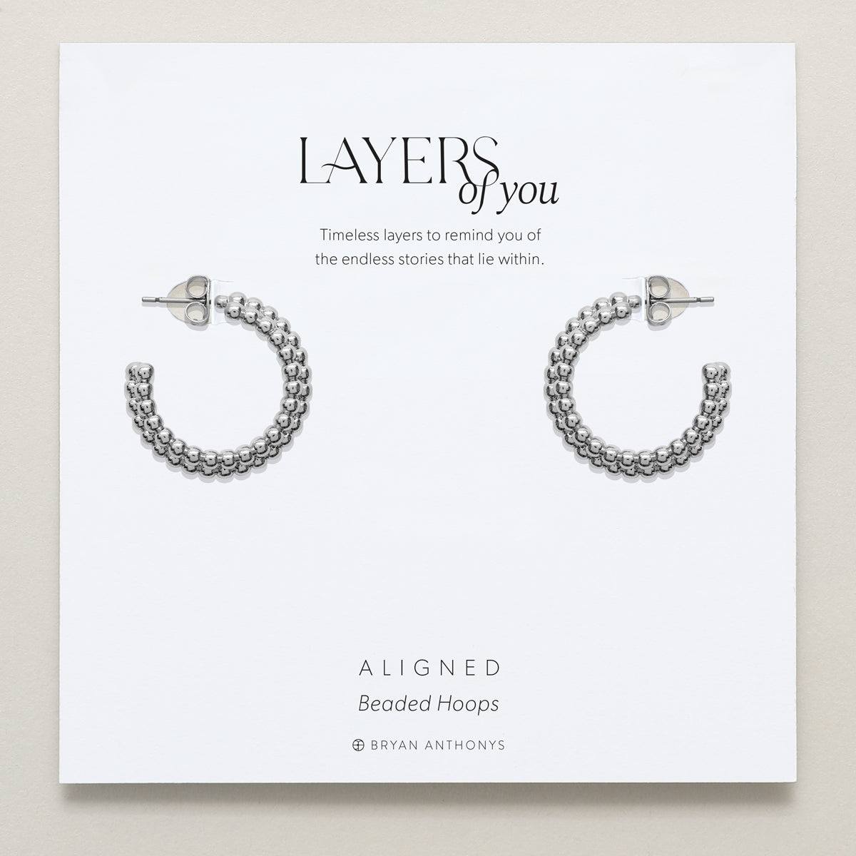 Bryan Anthonys Layers of You Silver Aligned Beaded Hoops On Card