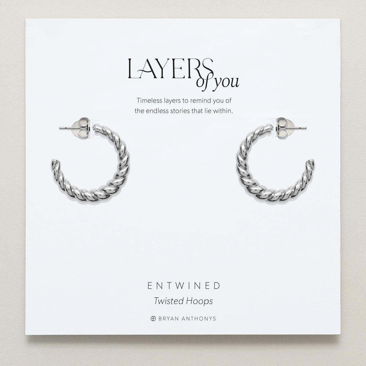 Bryan Anthonys Layers of You Silver Entwined Twisted Hoops On Card