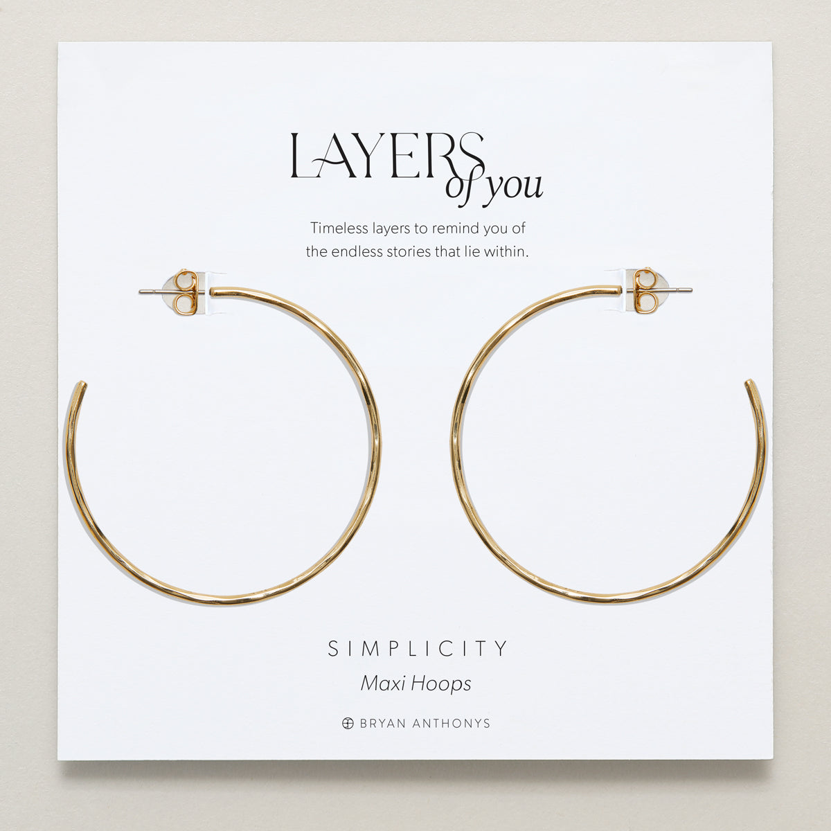 Bryan Anthonys Layers of You Gold Simplicity Maxi Hoops On Card