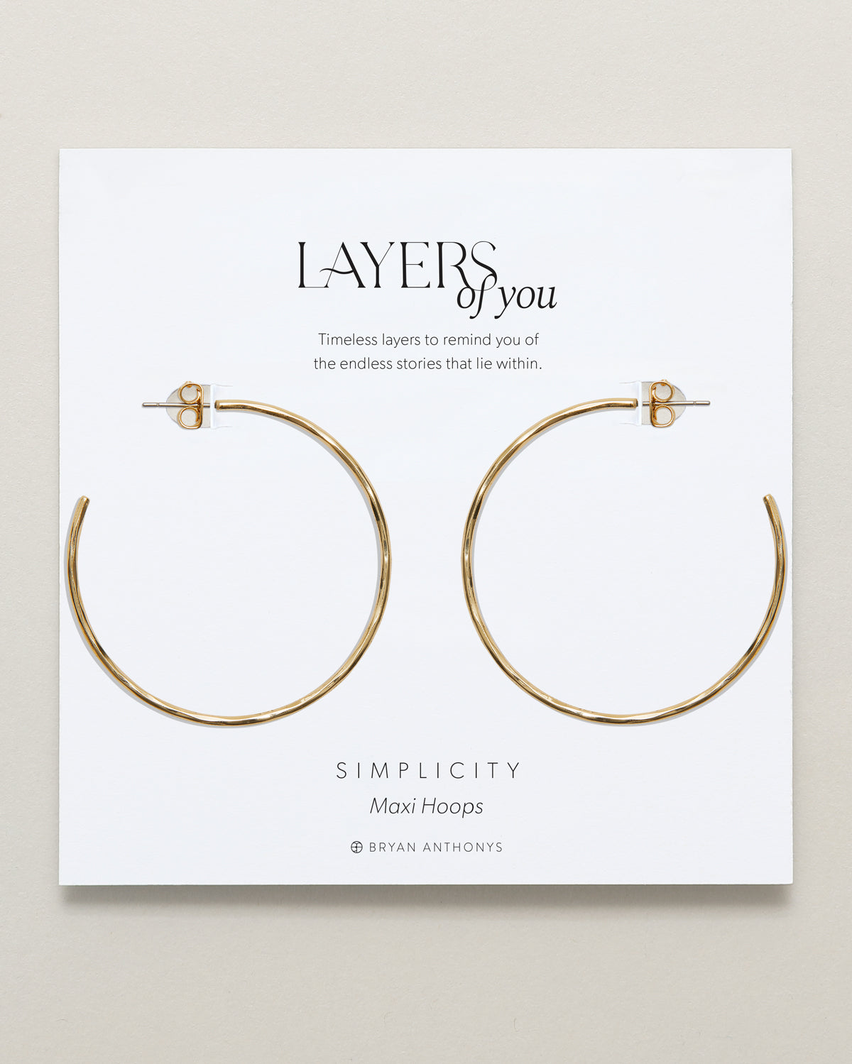 Bryan Anthonys Layers of You Gold Simplicity Maxi Hoops On Card