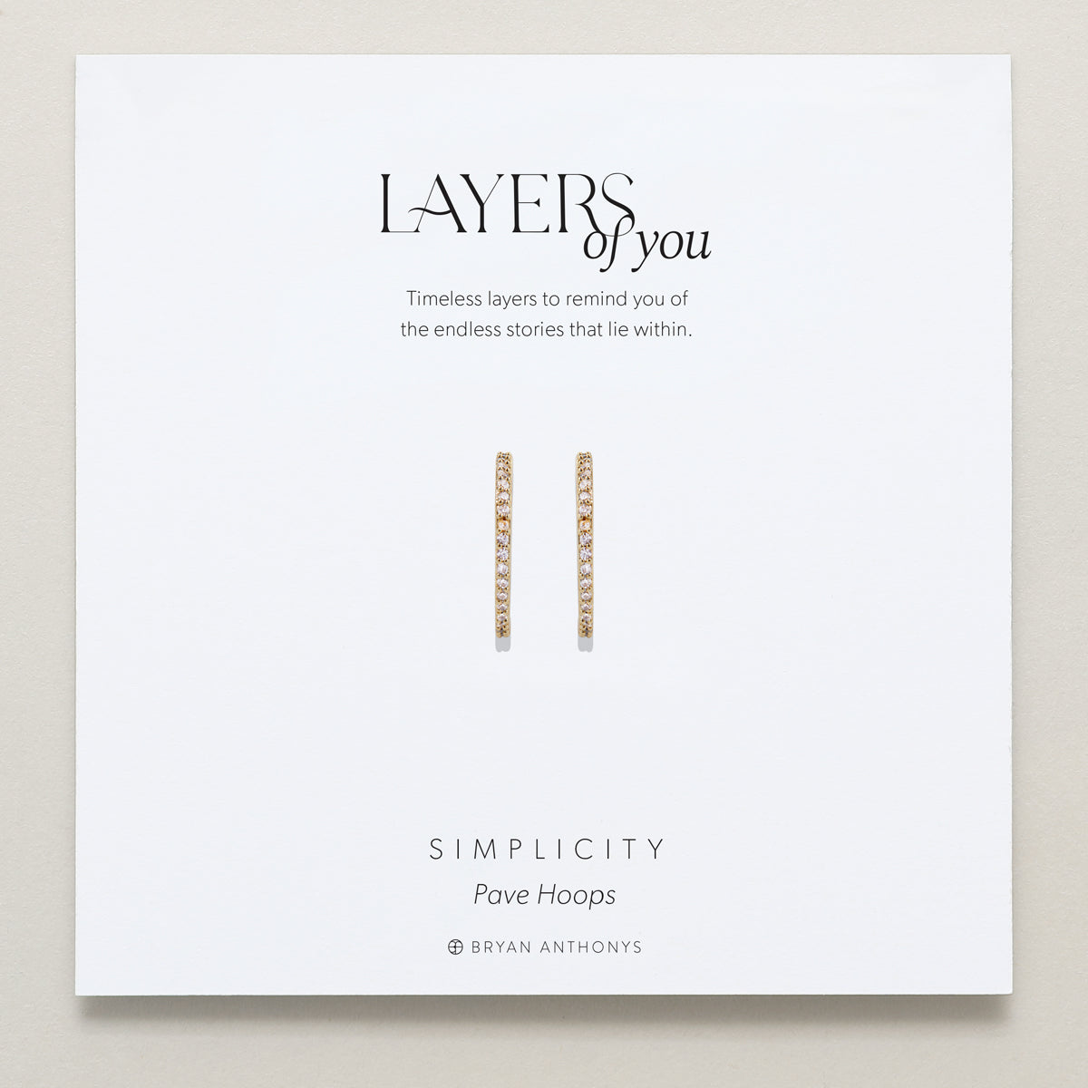 Bryan Anthonys Layers of You Gold Simplicity Pave Hoops On Card