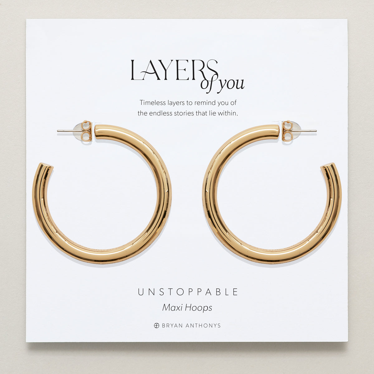 Bryan Anthonys Layers of You Gold Unstoppable Maxi Hoops On Card