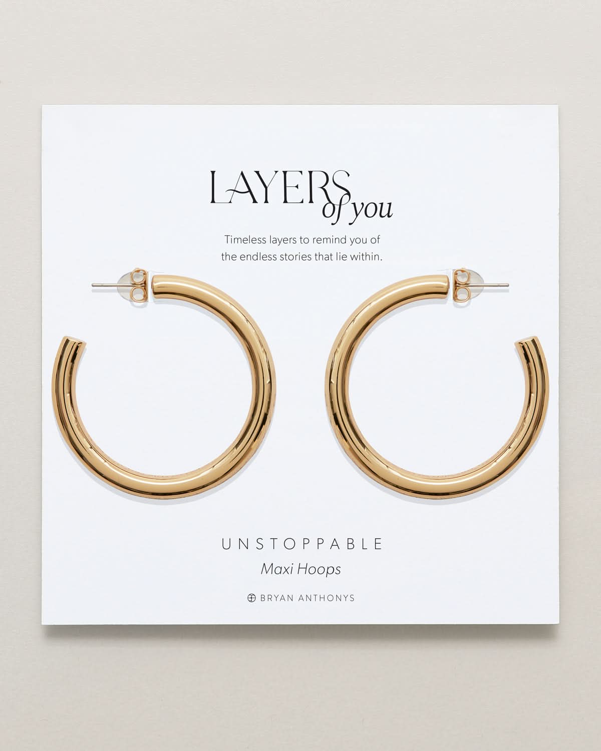 Bryan Anthonys Layers of You Gold Unstoppable Maxi Hoops On Card