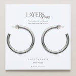 Bryan Anthonys Layers of You Silver Unstoppable Maxi Hoops On Card