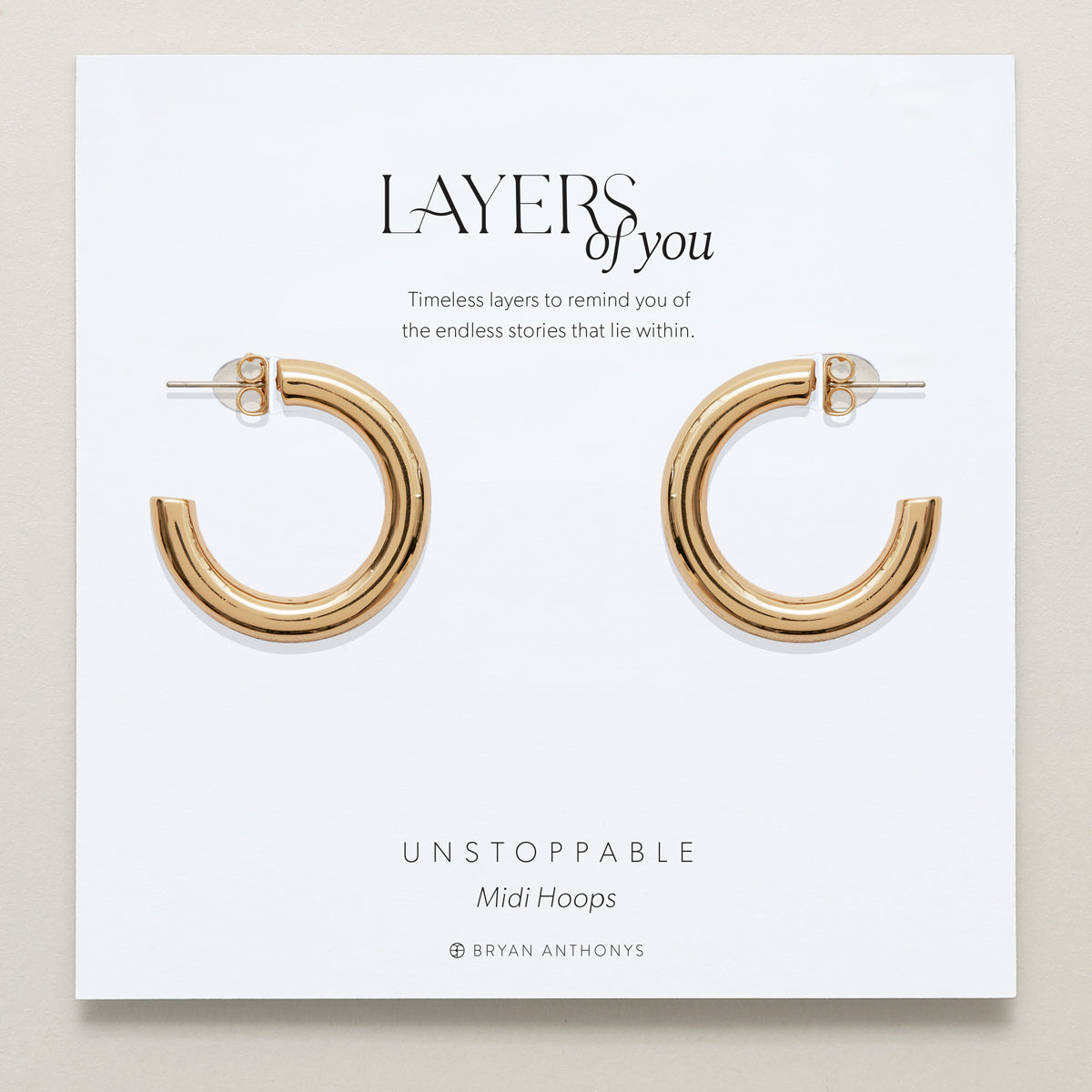 Bryan Anthonys Layers of You Gold Unstoppable Midi Hoops On Card