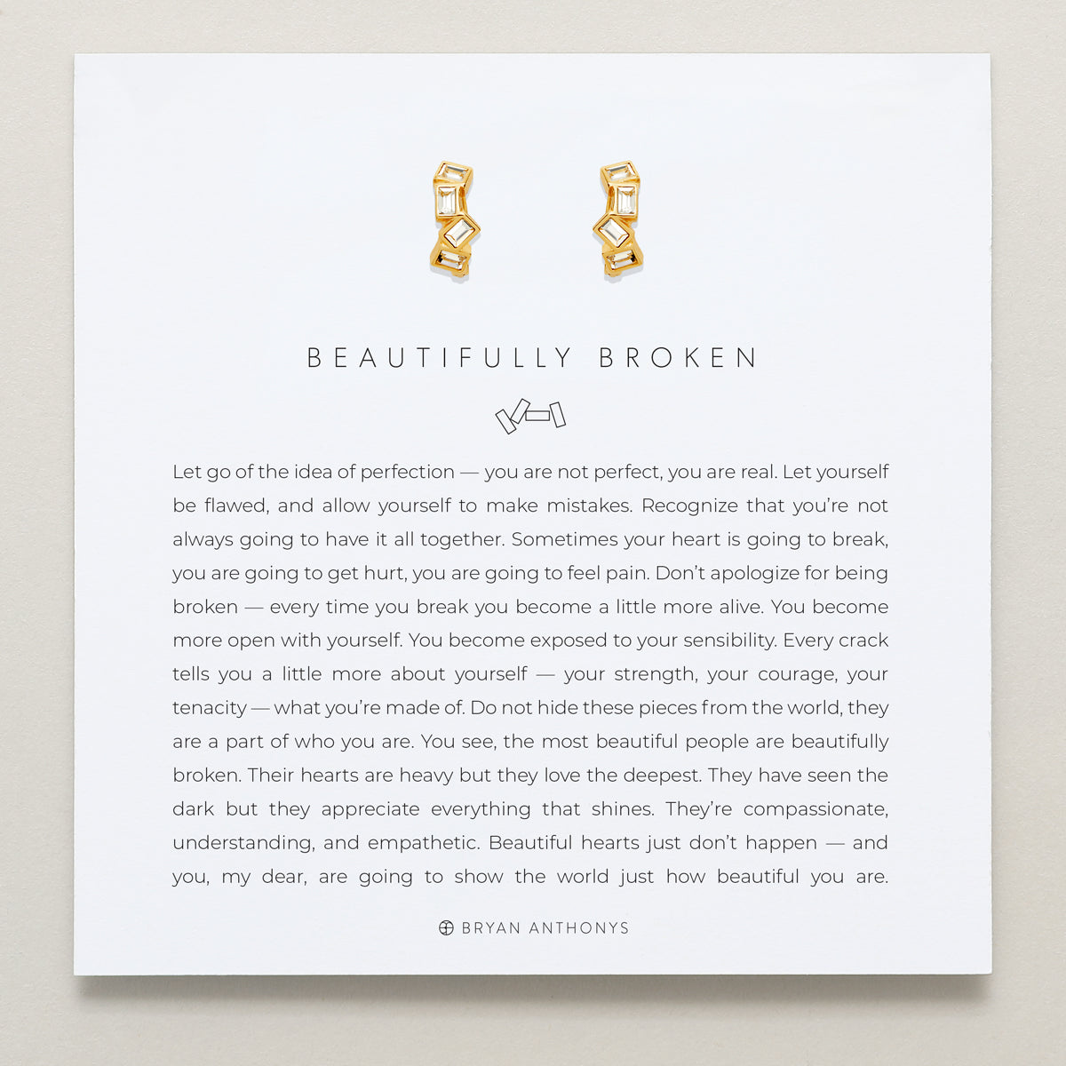 Bryan Anthonys Beautifully Broken Gold Huggie Earrings On Card 